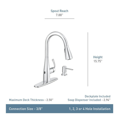 MOEN Essie 87014EWBL Touchless Single-Handle Pull-Down Sprayer Kitchen Faucet with MotionSense Wave and Power Clean in Matte Black