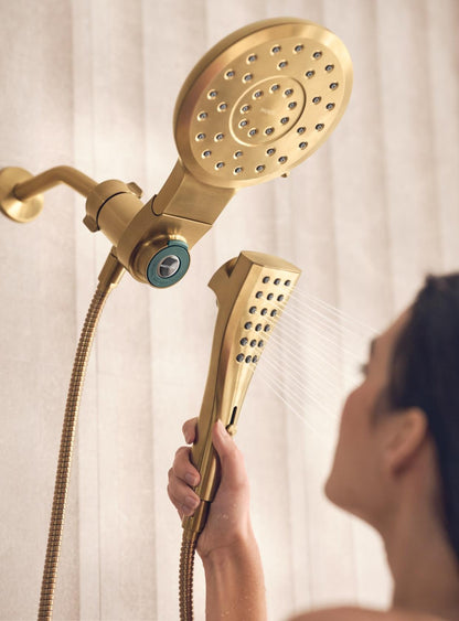 MOEN Verso 220C3EPBG 8-Spray 7 in .Dual Wall Mount Fixed and Handheld Shower Head 1.75 GPM with Infiniti Dial in Brushed Gold