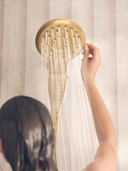 MOEN Verso 220C3EPBG 8-Spray 7 in .Dual Wall Mount Fixed and Handheld Shower Head 1.75 GPM with Infiniti Dial in Brushed Gold