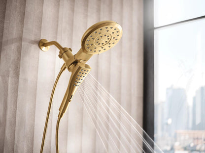 MOEN Verso 220C3EPBG 8-Spray 7 in .Dual Wall Mount Fixed and Handheld Shower Head 1.75 GPM with Infiniti Dial in Brushed Gold