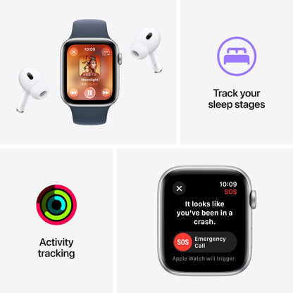 Apple Watch SE (2nd Gen) [GPS 44mm] Smartwatch with Starlight Aluminum Case with Starlight Sport Band S/M. Fitness &amp; Sleep Tracker, Crash Detection, Heart Rate Monitor