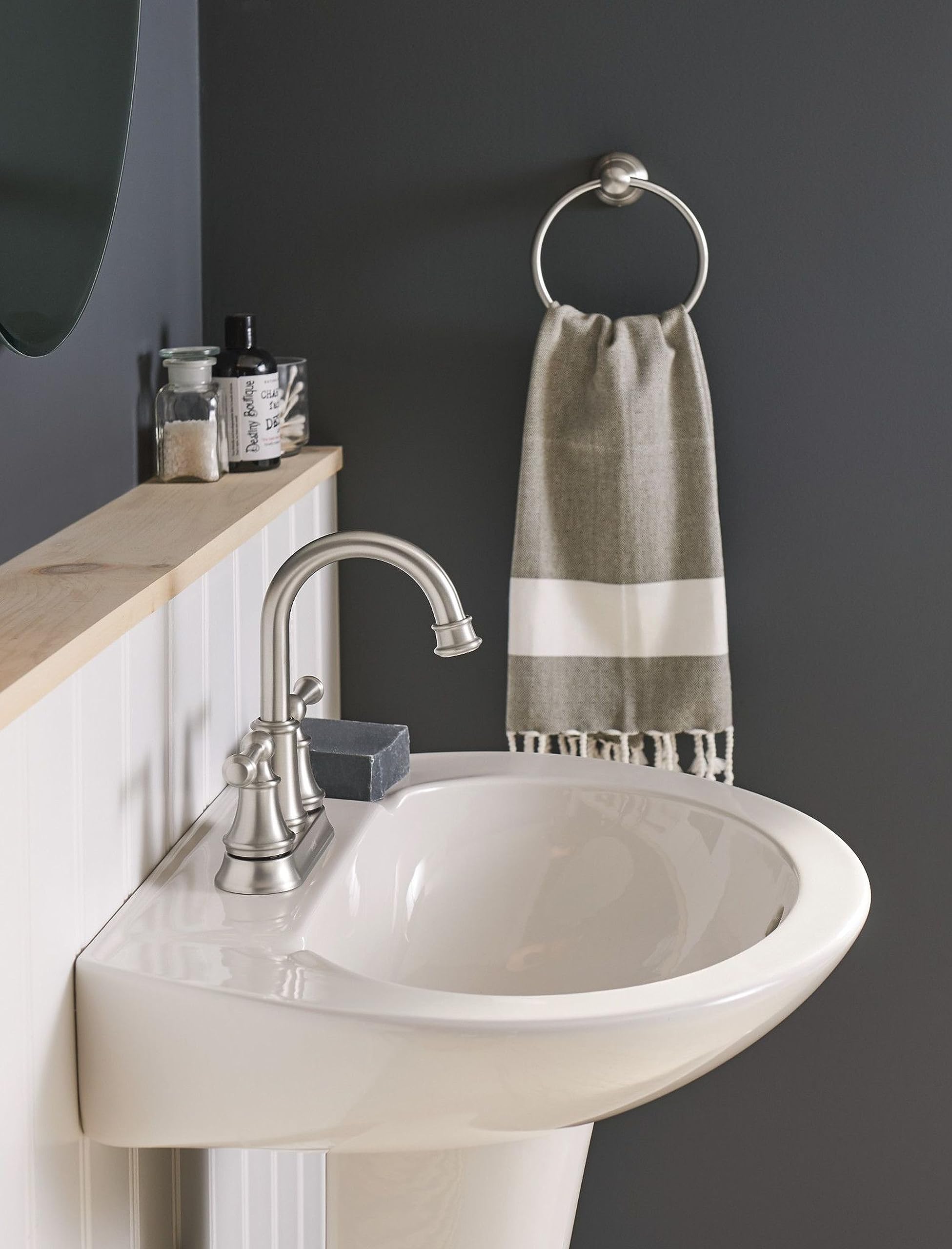 Moen Banbury Brushed Nickel Towel Ring, Y2686BN