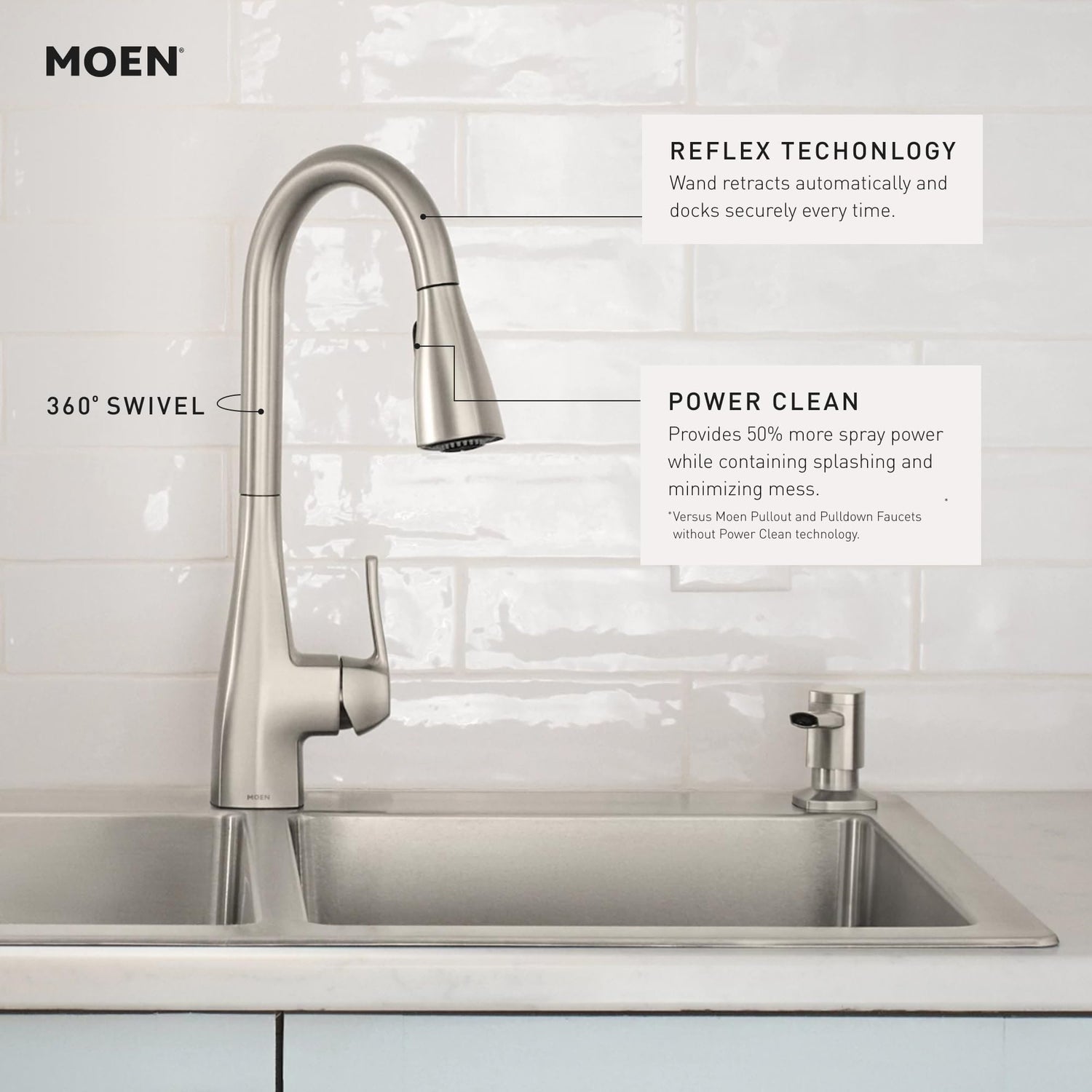 MOEN Kiran 87599SRS One-Handle High Arc Pulldown Kitchen Faucet in Spot Resist Stainless