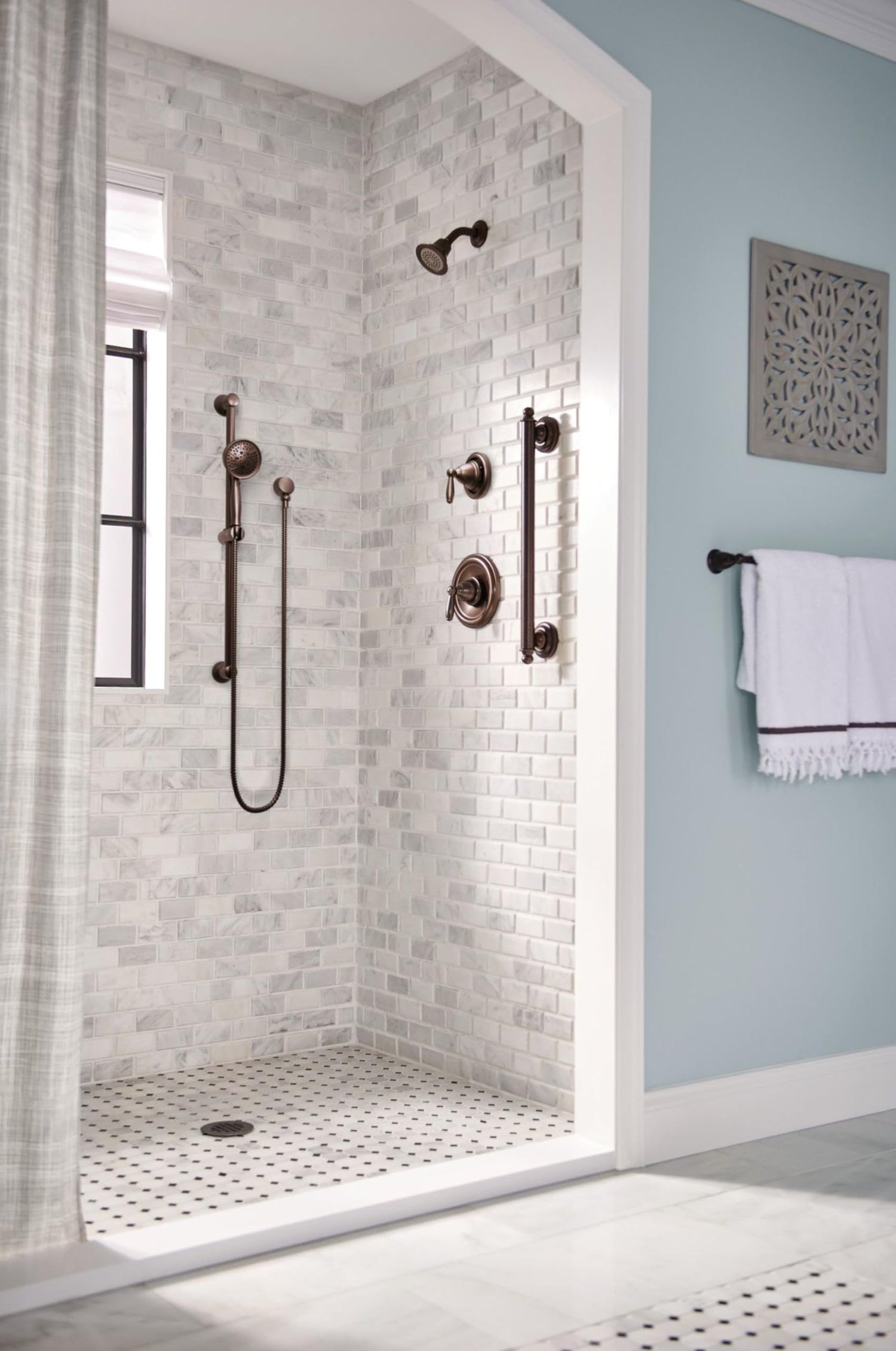 Moen Oil Rubbed Bronze Round Drop Ell Handheld Shower Wall Connector, A725ORB