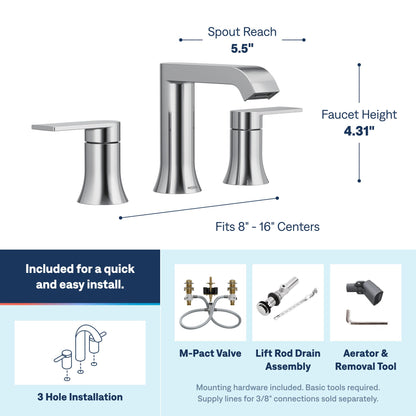 MOEN Genta LX TV6708 Widespread Bathroom Faucet Polished Chrome (Valve Included)