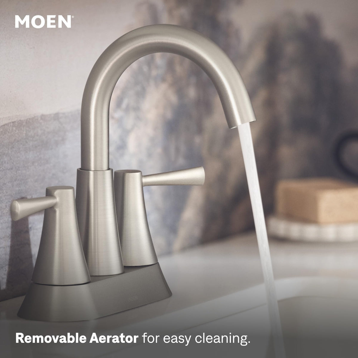 MOEN Ronan 84022SRN Centerset Bathroom Faucet in Nickel (Drain &amp; Valve Included)