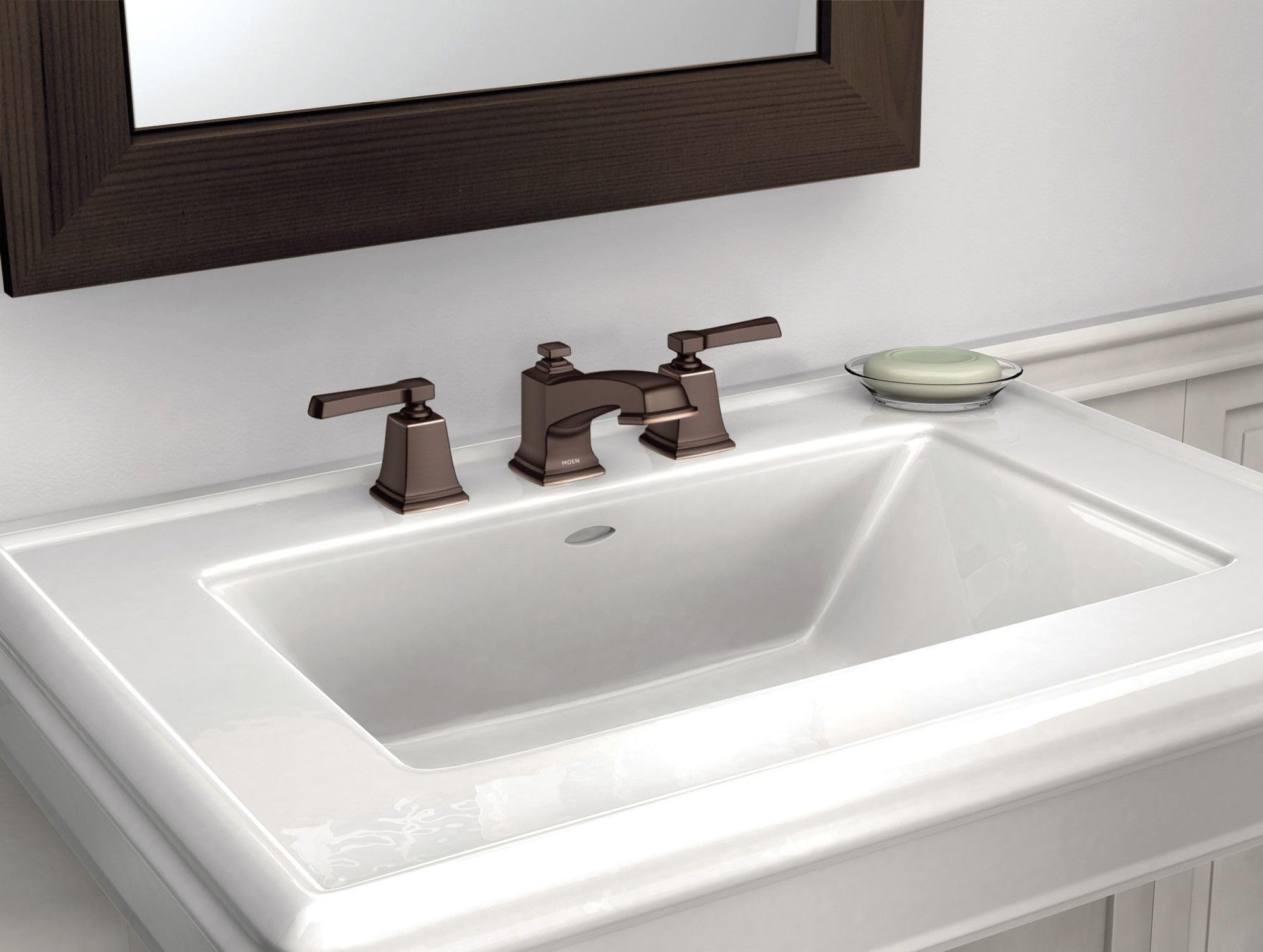 MOEN Boardwalk TV6220BRB Two-Handle High Arc Widespread Bathroom Sink Faucet in Mediterranean Bronze (Valve Included)