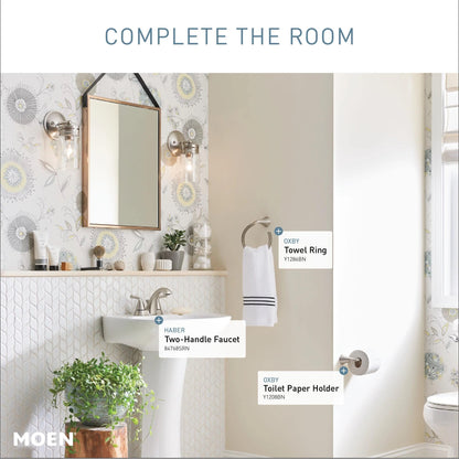 MOEN Haber 84768SRN Centerset 2-Handle Bathroom Faucet in Spot Resist Brushed Nickel