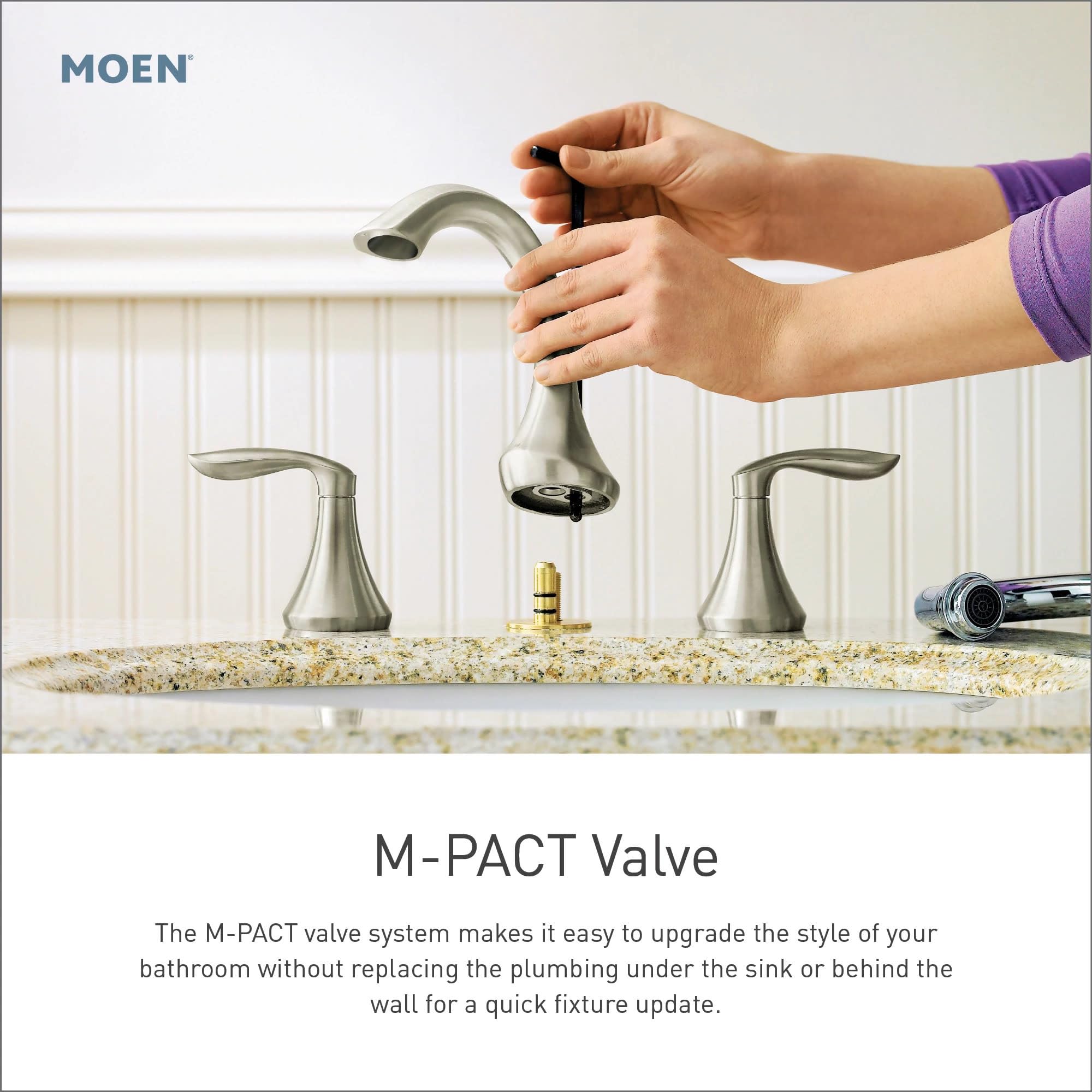 MOEN Belfield TV6405NL Two-Handle Widespread Bathroom Faucet in Polished Nickel (Valve Included)