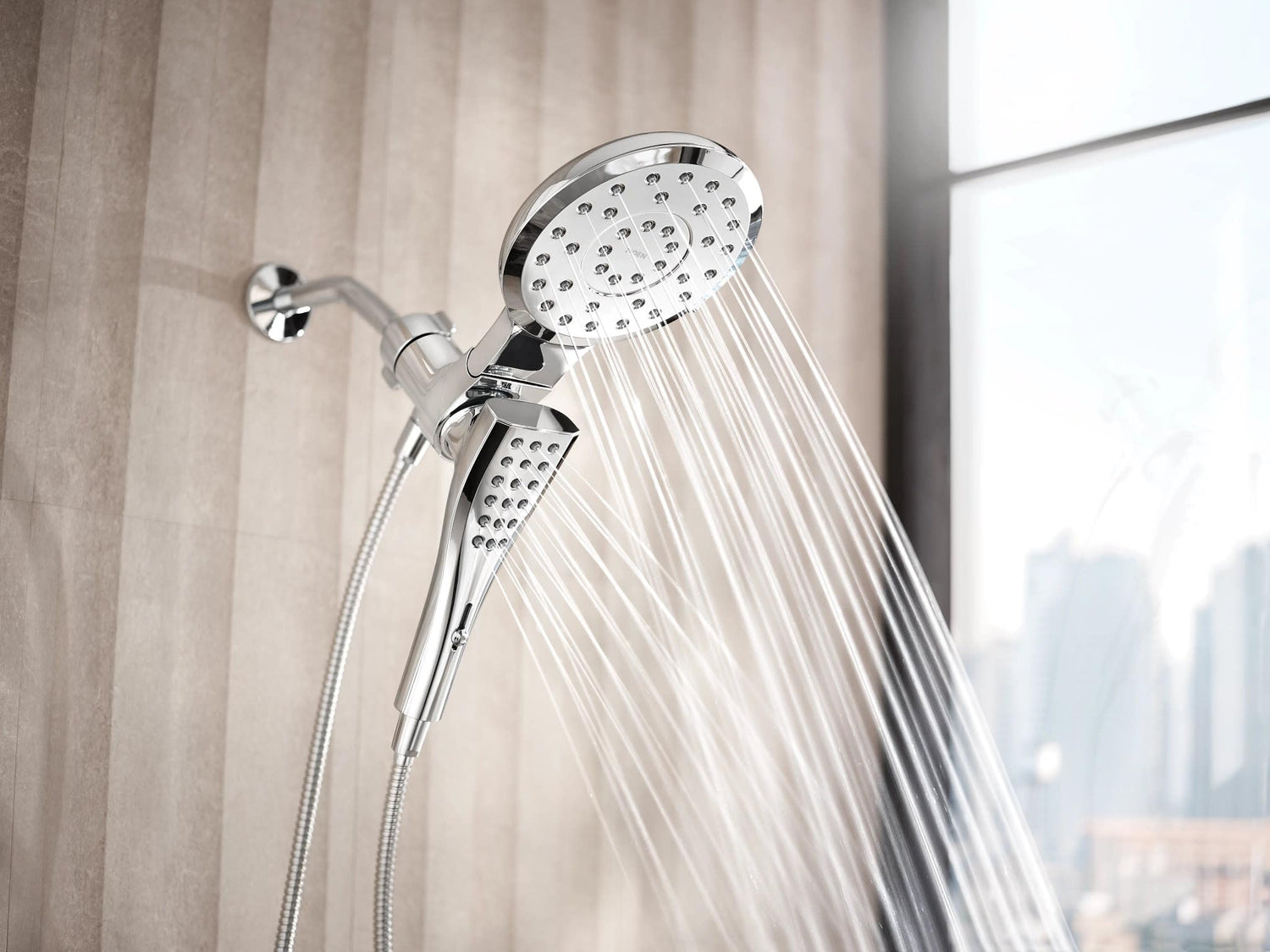 MOEN Verso 220C3EP 8-Spray 7 in. Dual Wall Mount Fixed and Handheld Shower Head 1.75 GPM with Infiniti Dial in Chrome