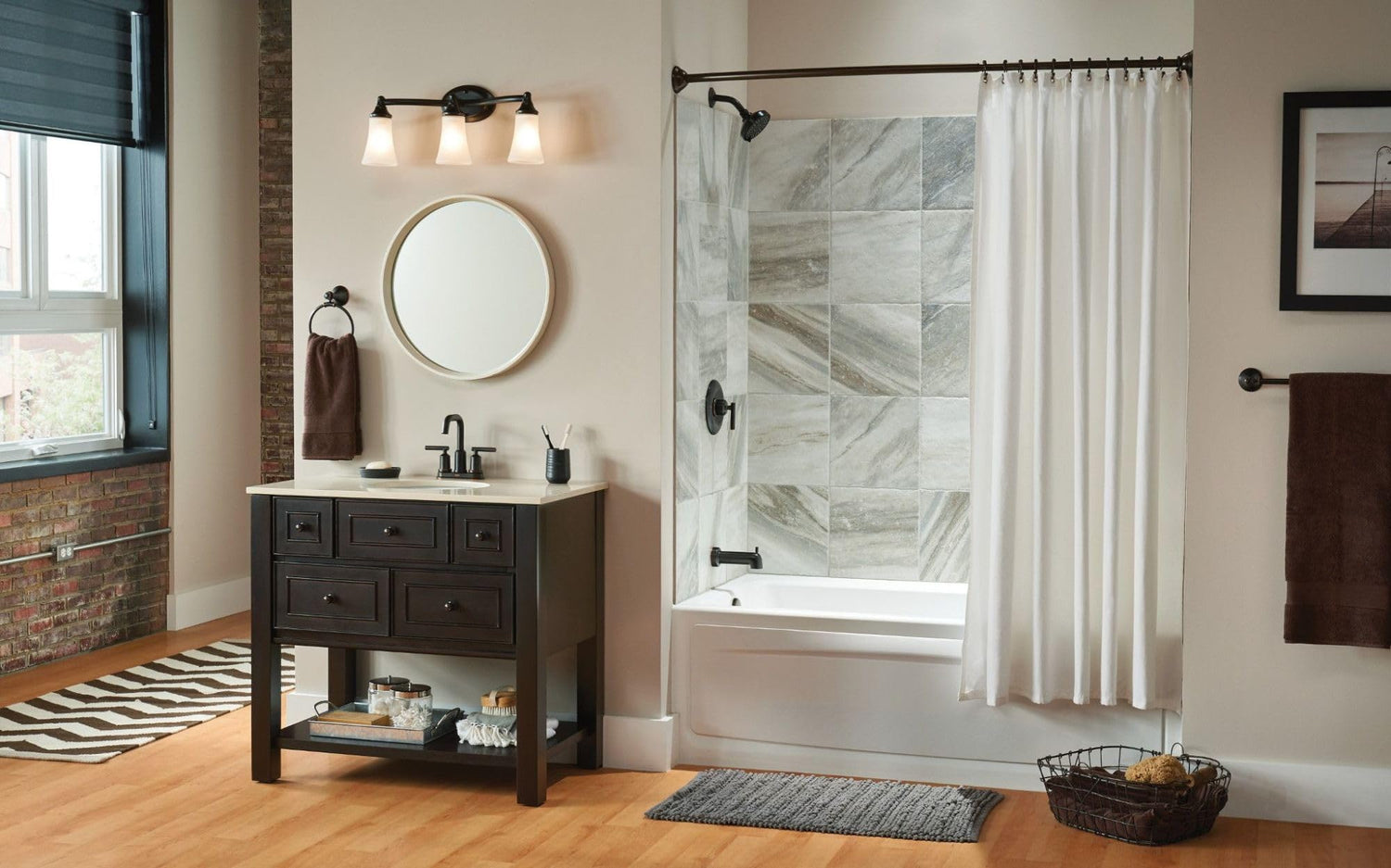 Moen DN2160OWB 54 to 72-Inch Adjustable Length Curved Shower Rod, Old World Bronze