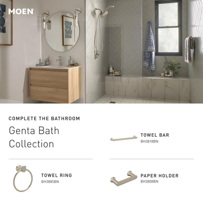 Moen Genta LX Modern Single Kitchen or Bathroom Towel Bar, 24-Inch, Brushed Nickel, BH3824BN