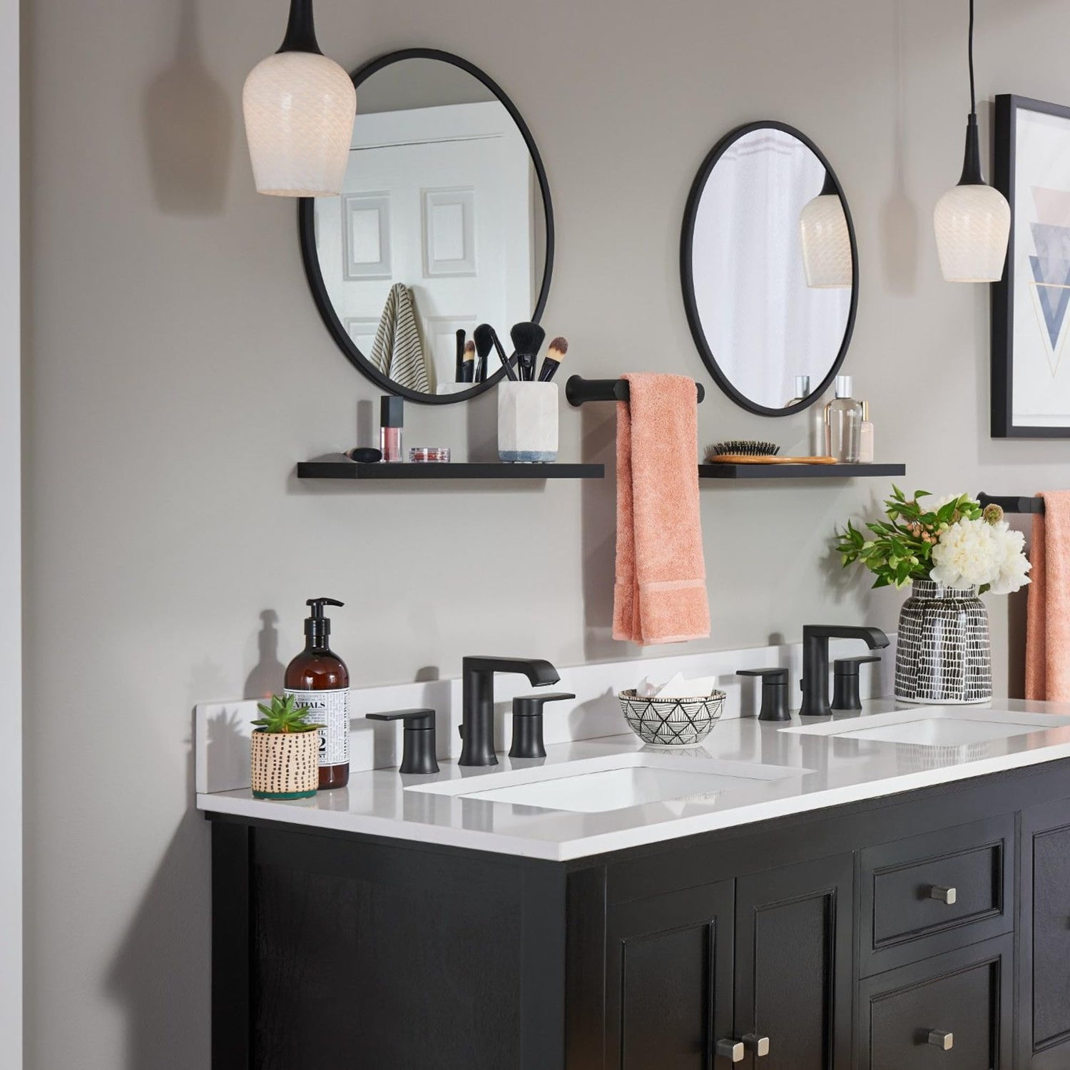 MOEN Genta LX TV6708BL Two-Handle Widespread Bathroom Sink Faucet in Matte Black (Valve Included)