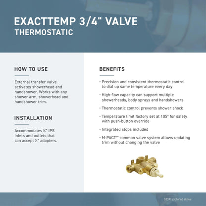 MOEN ExactTemp TS3400BN Double Handle Thermostatic Shower Trim with Rain Shower Head and Volume Control in Brushed Nickel (Valve Required)