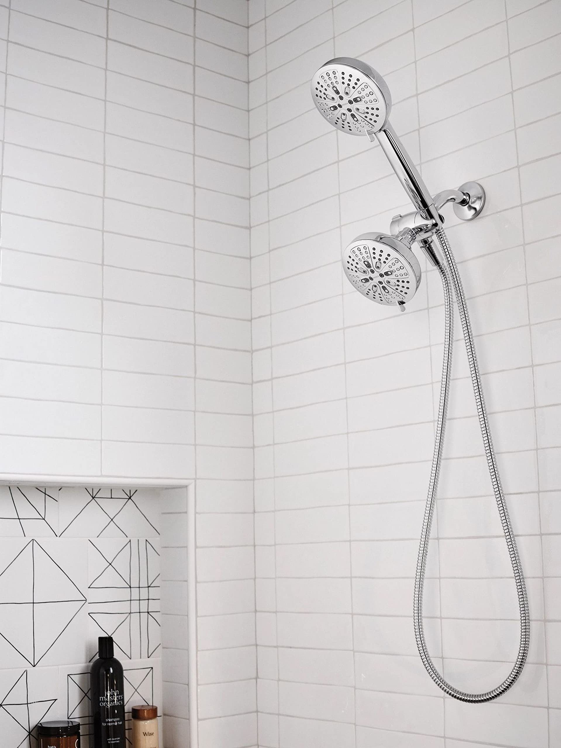 Moen Hydro Energetix High Pressure Dual Shower Head with Handheld Spray Combo, 8 Shower Head Spray Settings, Chrome Finish, 200C0