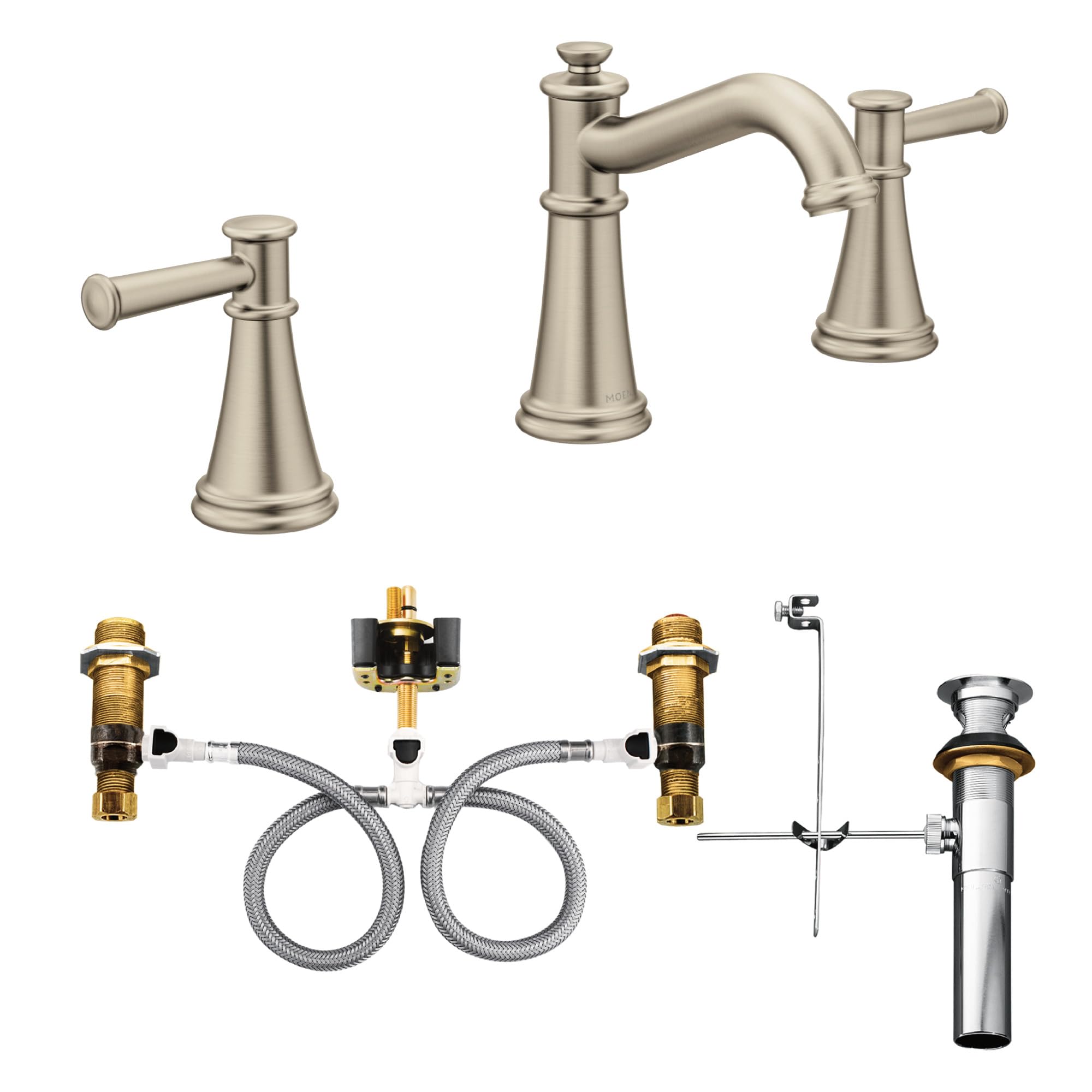 MOEN Belfield TV6405NL Two-Handle Widespread Bathroom Faucet in Polished Nickel (Valve Included)