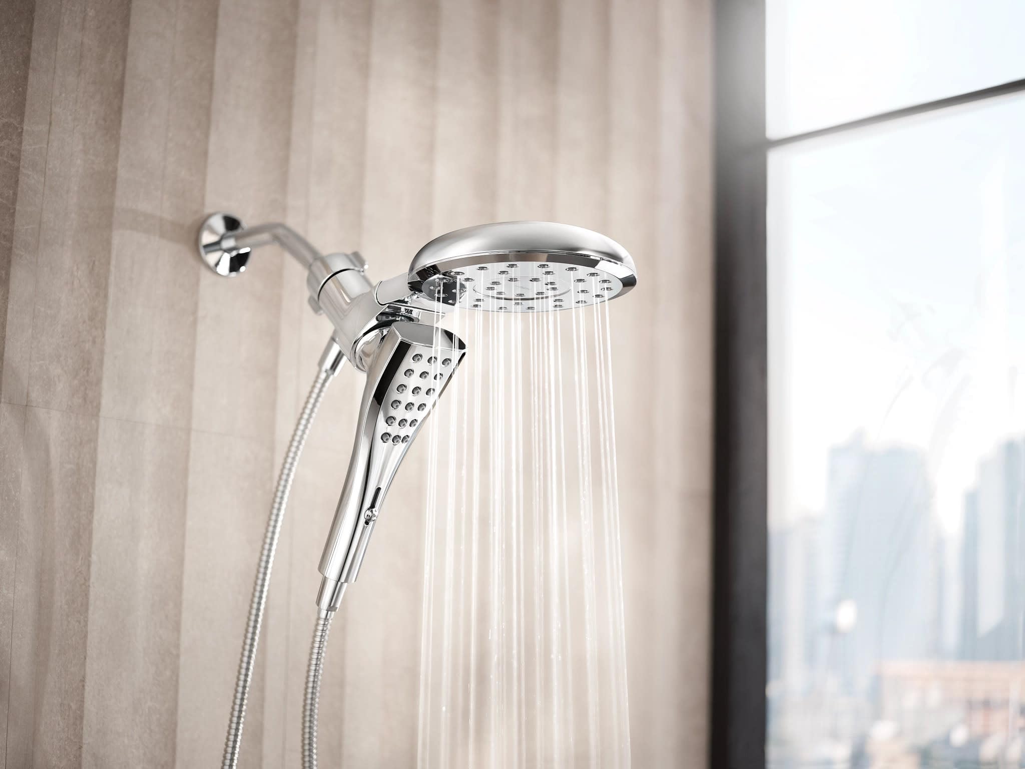 MOEN Verso 220C3EP 8-Spray 7 in. Dual Wall Mount Fixed and Handheld Shower Head 1.75 GPM with Infiniti Dial in Chrome