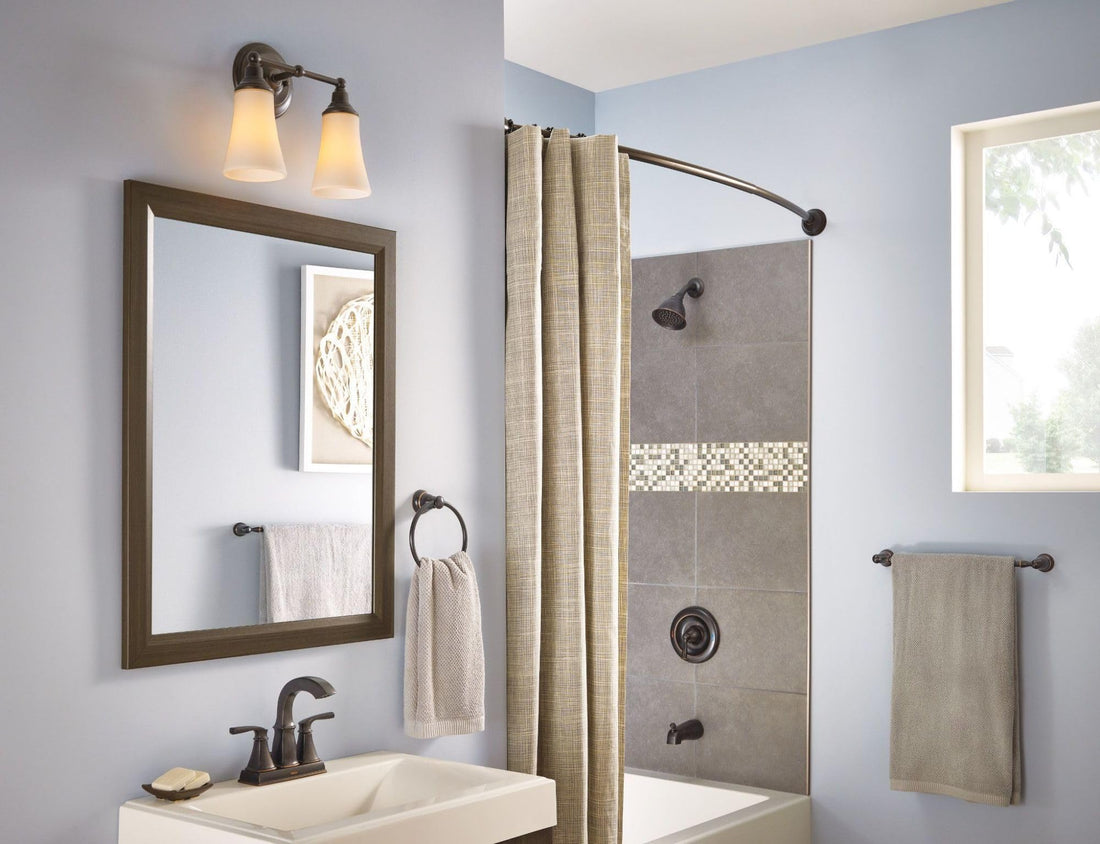 Moen DN2160OWB 54 to 72-Inch Adjustable Length Curved Shower Rod, Old World Bronze