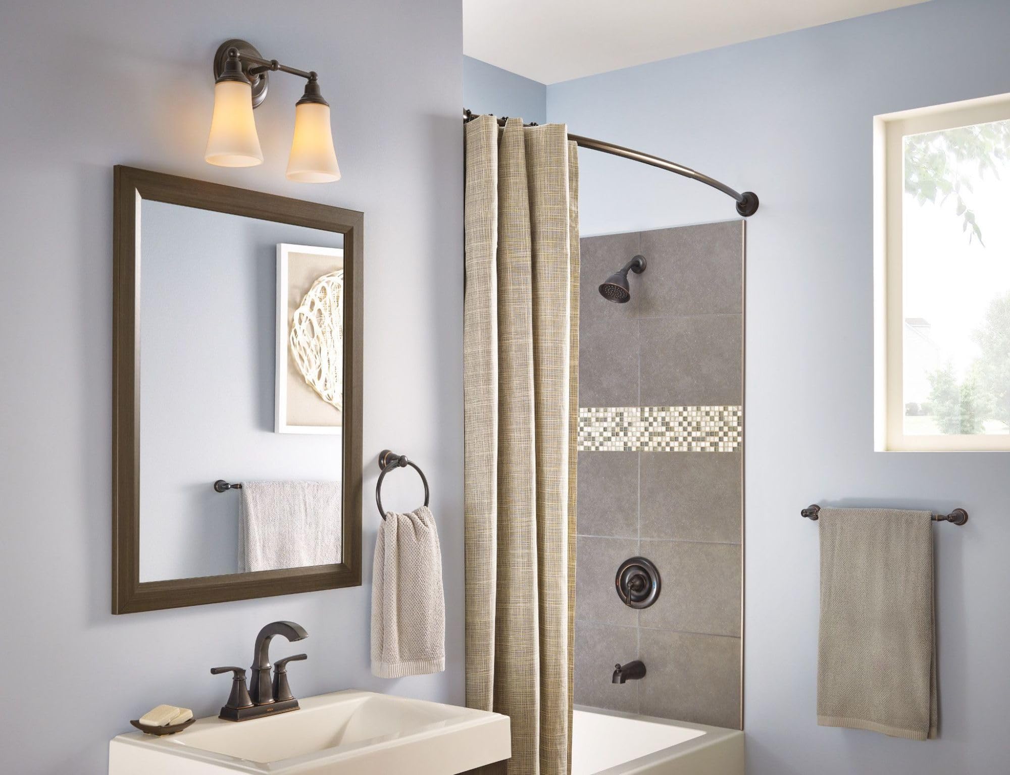 Moen DN2160OWB 54 to 72-Inch Adjustable Length Curved Shower Rod, Old World Bronze