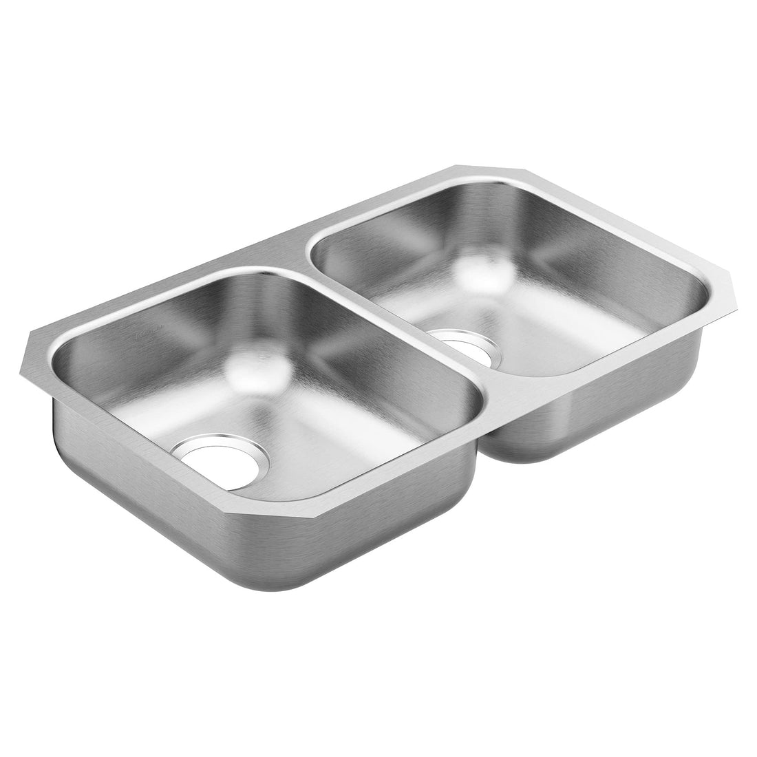 MOEN 2000 Series GS20214B 31-3/4" x 18-1/4" 50/50 Double-Bowl Undermount Kitchen Sink in Brushed Stainless Steel