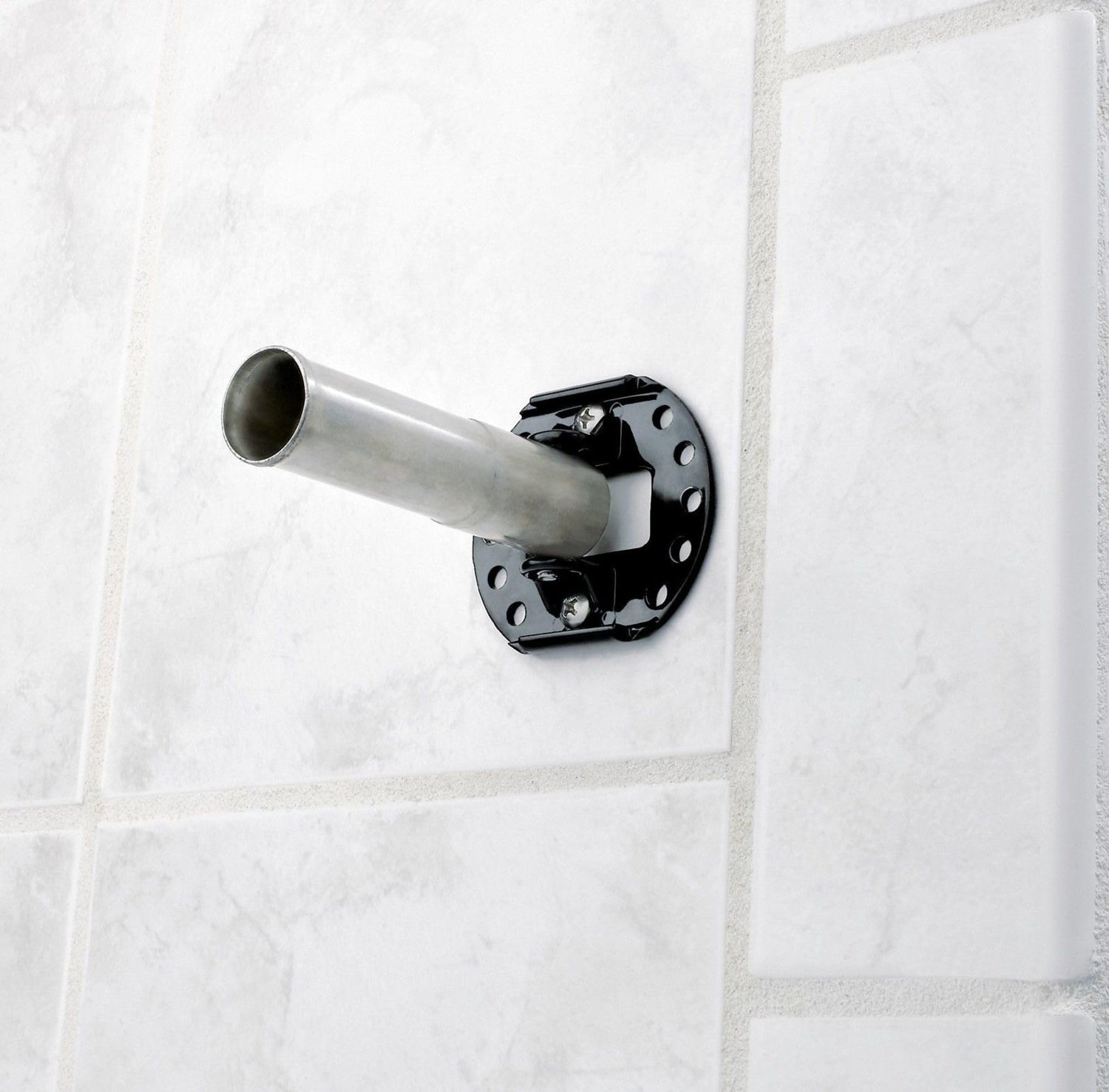 Moen Brushed Nickel 5-Foot Curved Fixed Mount Shower Curtain Rod with Pivoting Flanges, CSR2165BN