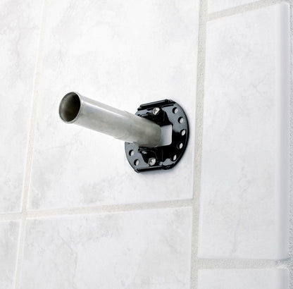 Moen Brushed Nickel 5-Foot Curved Fixed Mount Shower Curtain Rod with Pivoting Flanges, CSR2165BN