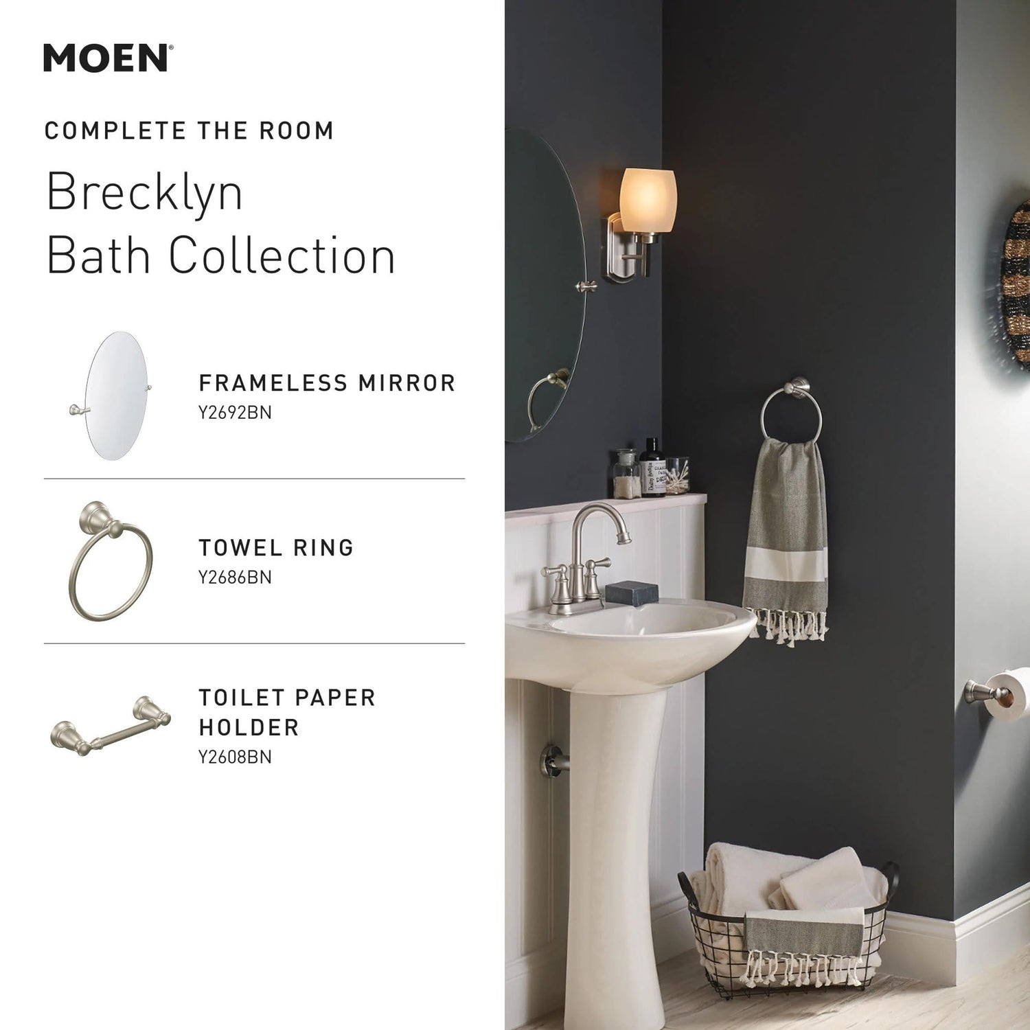 Moen Y2608BN Banbury Pivoting Paper Holder, Brushed Nickel