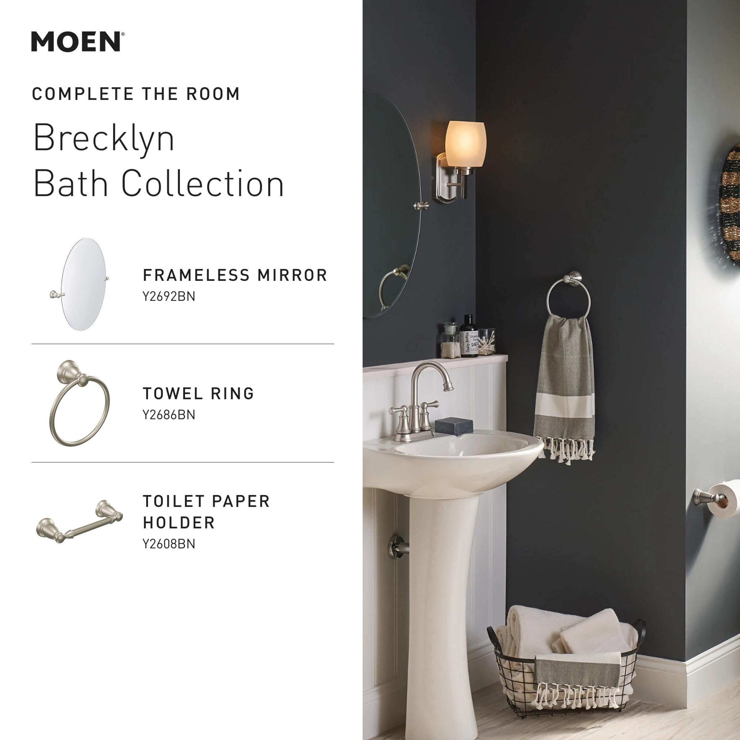Moen Y2608BN Banbury Pivoting Paper Holder, Brushed Nickel