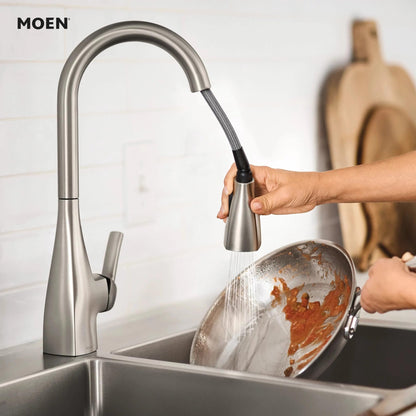 MOEN Kiran 87599SRS One-Handle High Arc Pulldown Kitchen Faucet in Spot Resist Stainless