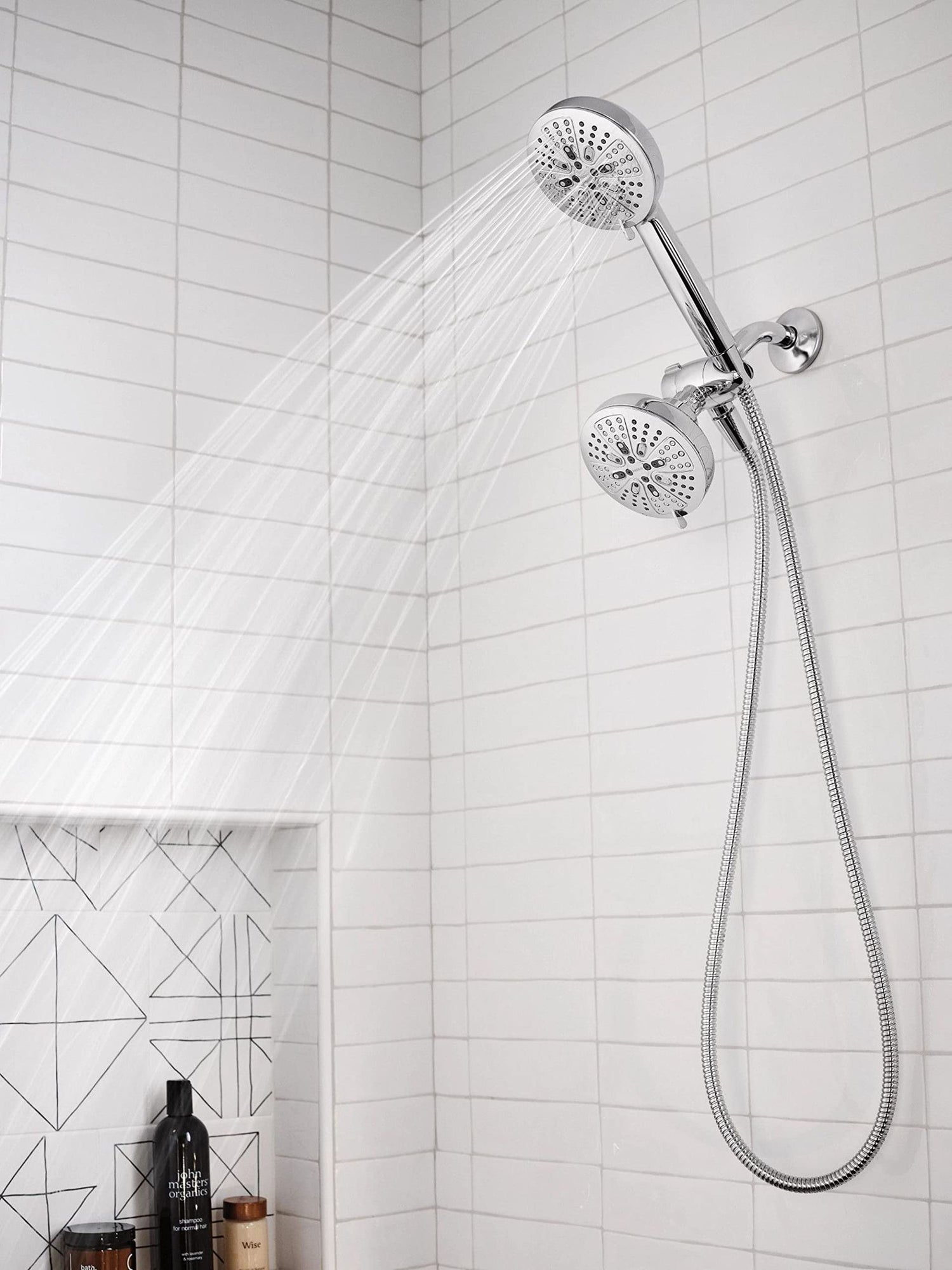 Moen Hydro Energetix High Pressure Dual Shower Head with Handheld Spray Combo, 8 Shower Head Spray Settings, Chrome Finish, 200C0