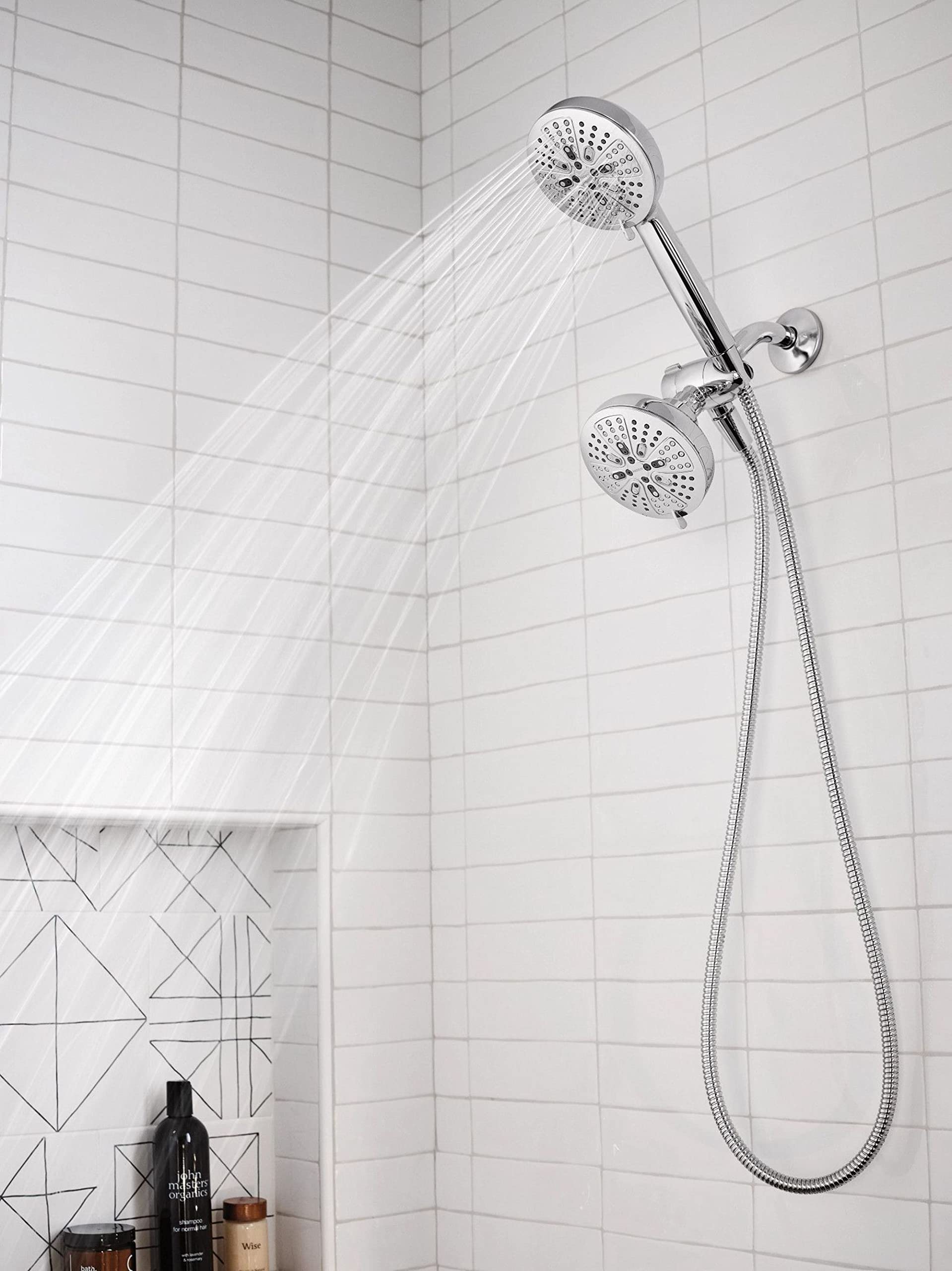 Moen Hydro Energetix High Pressure Dual Shower Head with Handheld Spray Combo, 8 Shower Head Spray Settings, Chrome Finish, 200C0