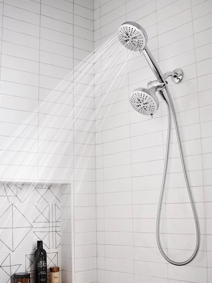 Moen Hydro Energetix High Pressure Dual Shower Head with Handheld Spray Combo, 8 Shower Head Spray Settings, Chrome Finish, 200C0