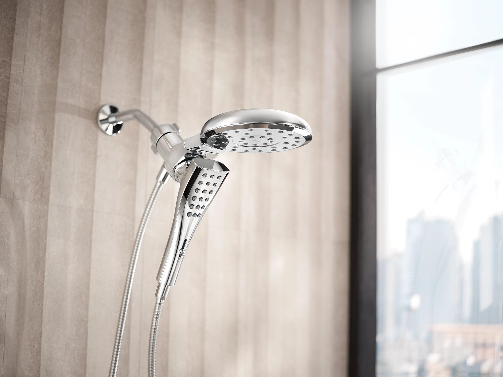 MOEN Verso 220C3EP 8-Spray 7 in. Dual Wall Mount Fixed and Handheld Shower Head 1.75 GPM with Infiniti Dial in Chrome