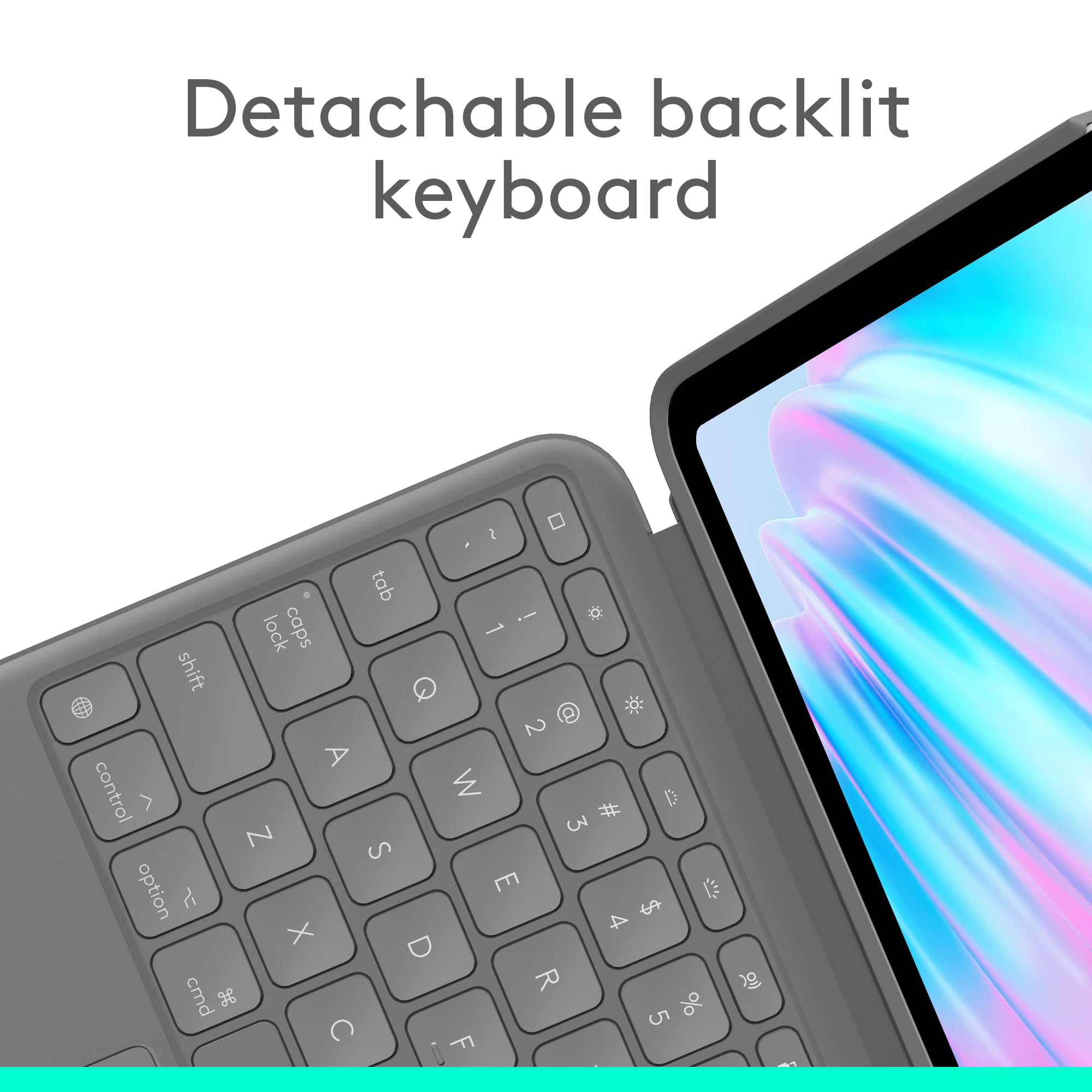 Logitech Combo Touch iPad Air 11-inch (M2, M3 &amp; M4), iPad Air (5th gen),Connectivity Technology -Apple Smart Connector, Keyboard Case - Detachable Backlit Keyboard with Kickstand - Oxford Grey
