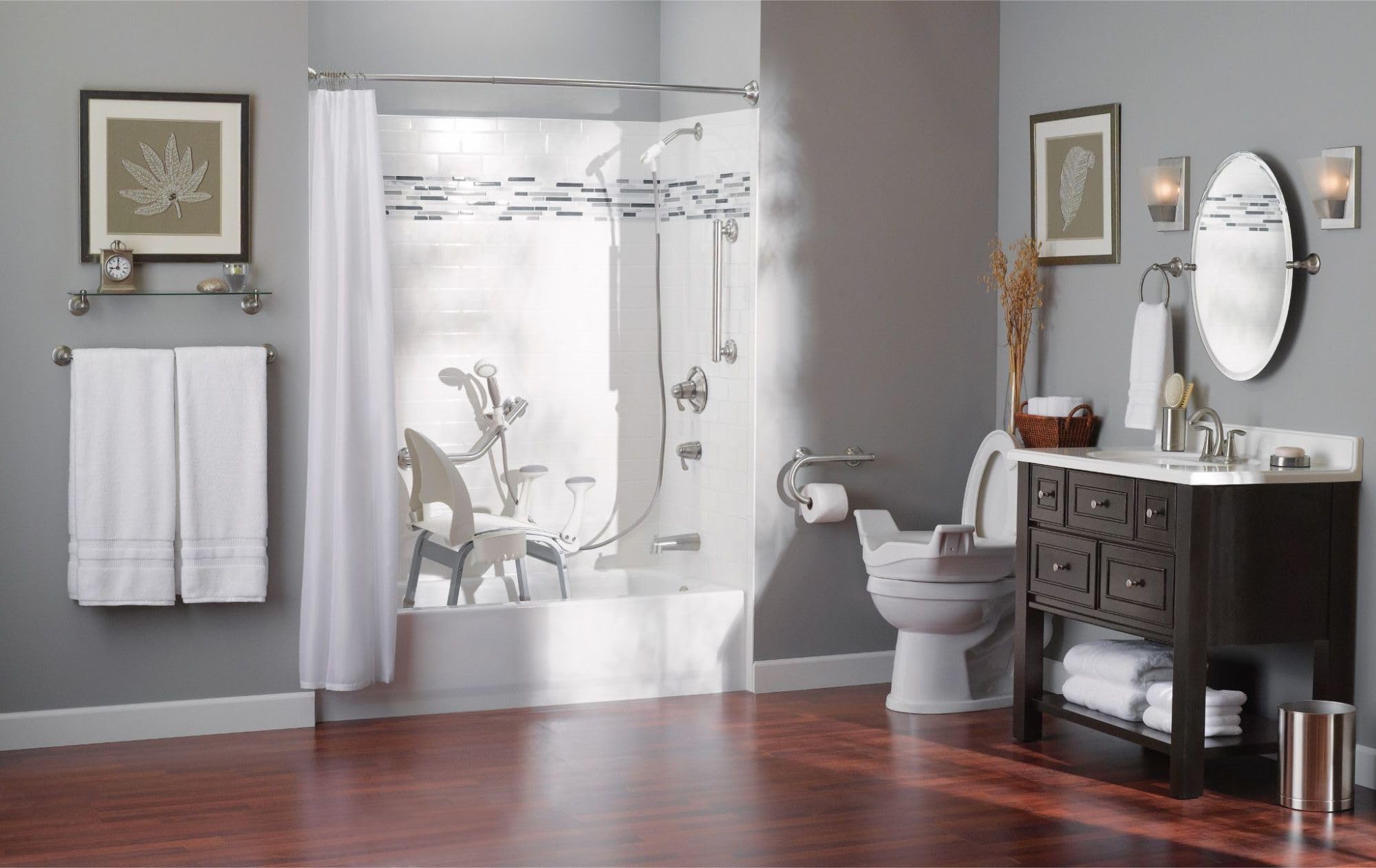 Moen LR8724D1GCH Bathroom Safety 24-Inch Designer Bathroom Grab Bar with Curled Grip, Stainless