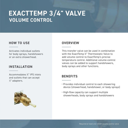 MOEN Belfield T4412BN One-Handle ExactTemp 3/4-Inch Volume Control Valve Trim in Brushed Nickel (Valve Required)