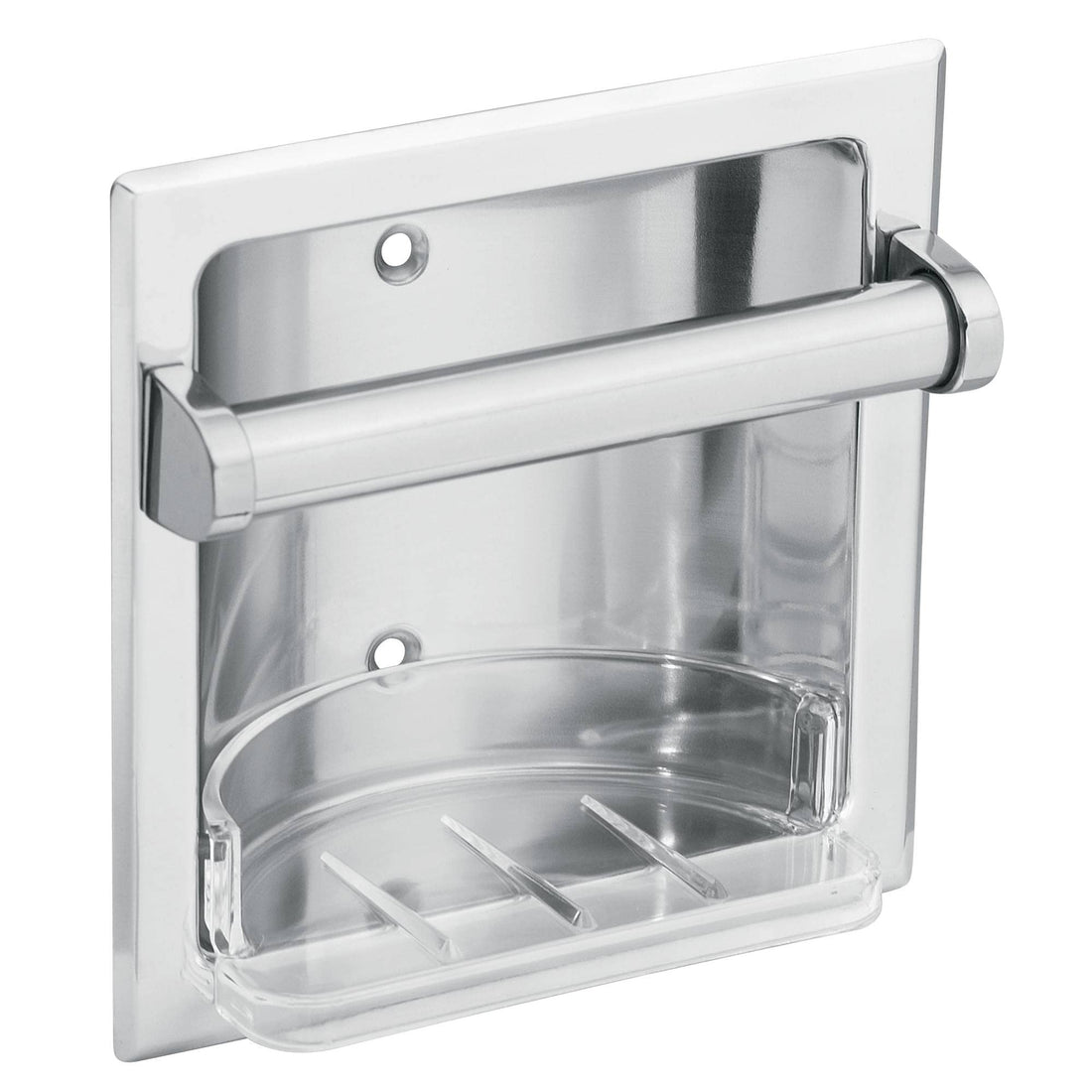Moen 2565CH Commercial Recessed Soap Holder, Chrome, Wall-Mounted Bathroom Soap Dish with Removable Tray