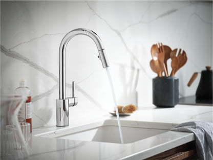MOEN Align 7565EVC Single-Handle Smart Touchless Pull Down Sprayer Kitchen Faucet with Voice Control and Power Clean in Chrome