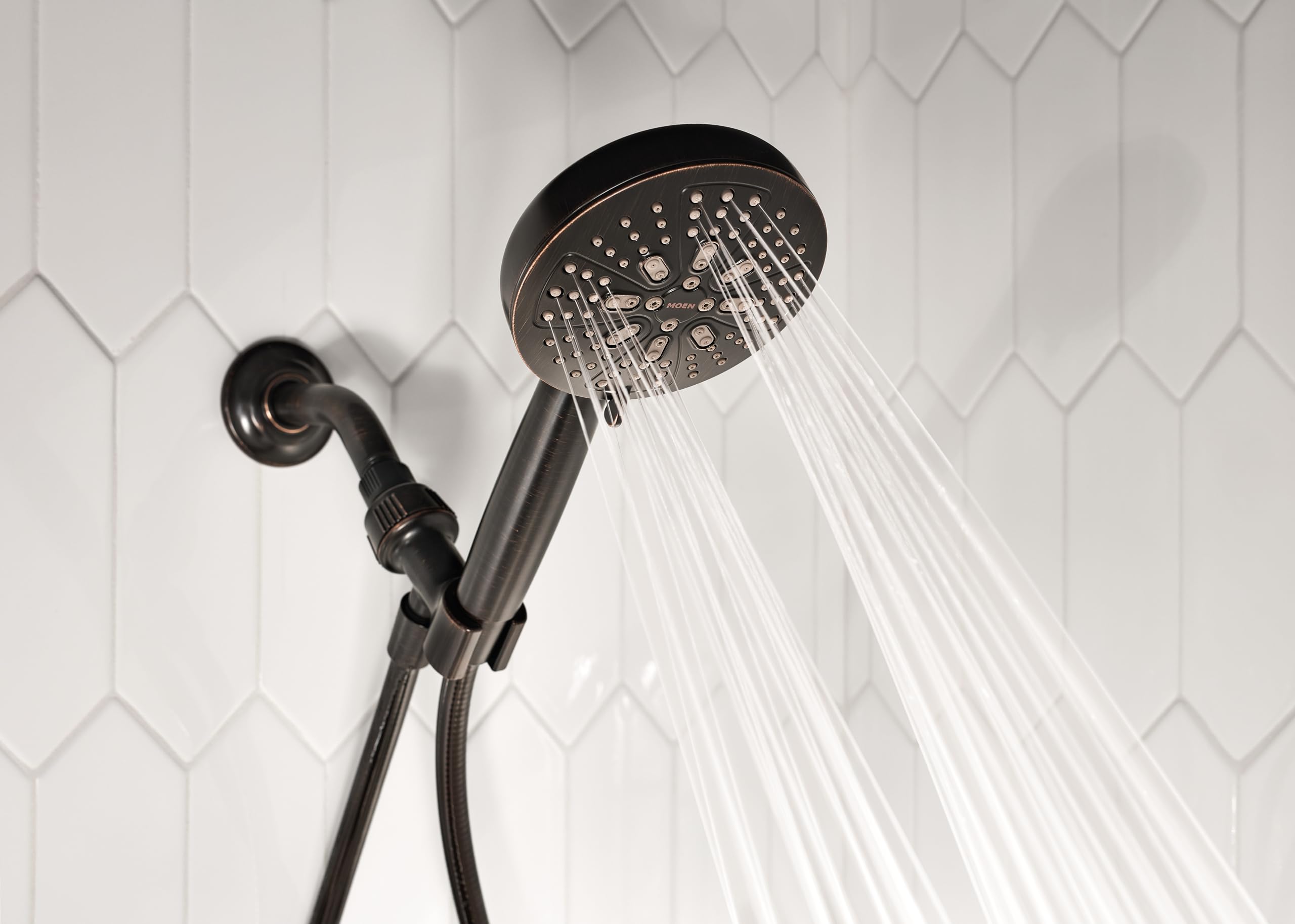 Moen Mediterranean Bronze Hydro Energetix High Pressure Shower Head with Handheld Sprayer Featuring 8 Spray Settings, 200H0BRB