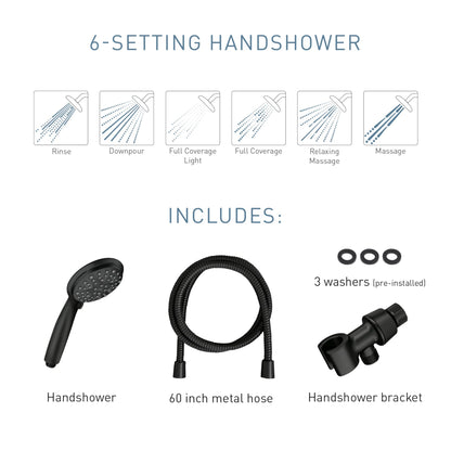 Moen Attune Shower Head with Handheld Sprayer, 6 Shower Head Spray Settings, Matte Black, 218H0BL