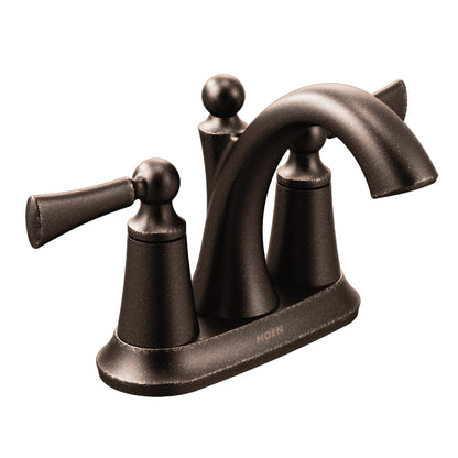 MOEN Wynford 4505ORB Centerset Bathroom Faucet in Bronze, Drain &amp; Valve Included