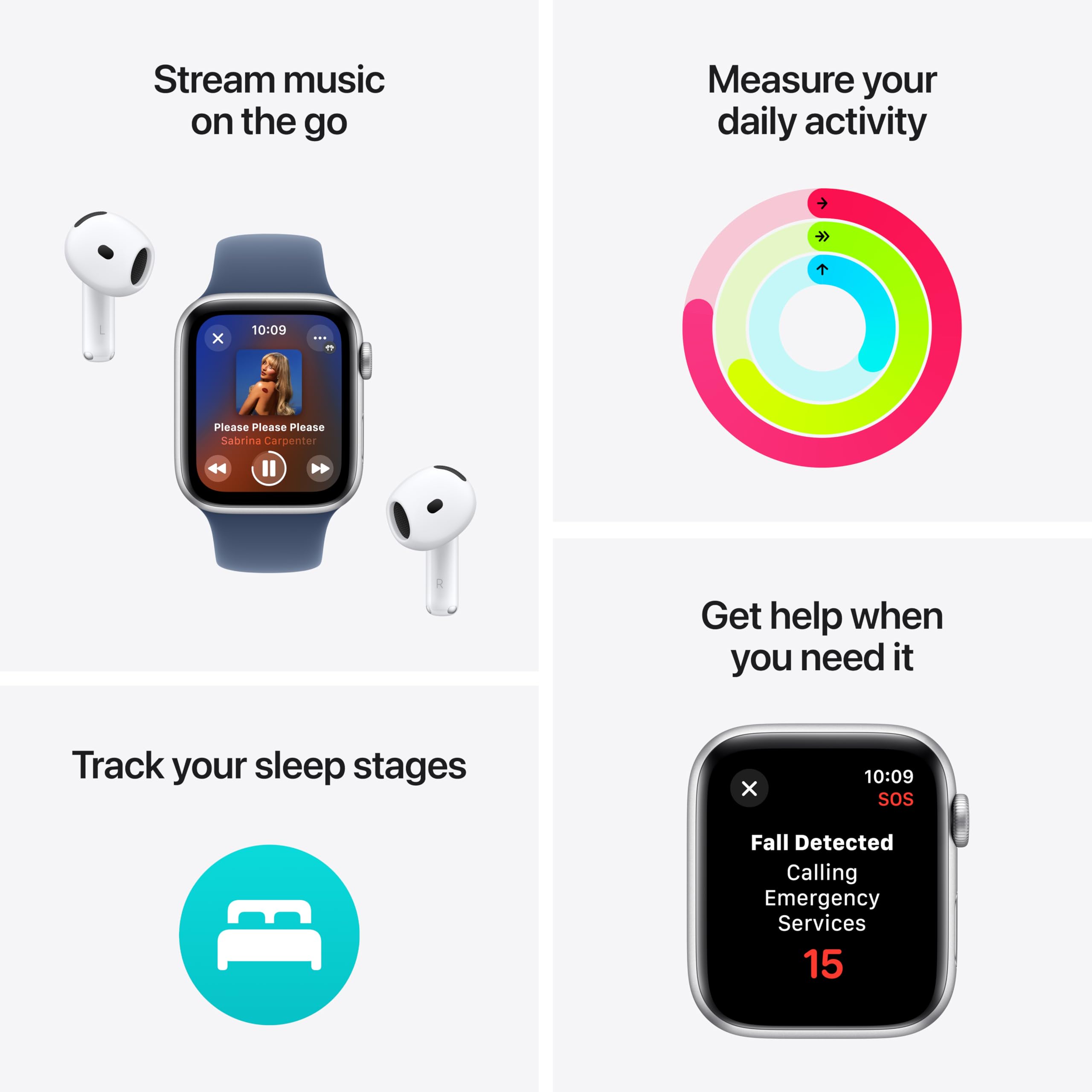 Apple Watch SE (2nd Gen) [GPS 44mm] Smartwatch with Starlight Aluminum Case with Starlight Sport Band S/M. Fitness &amp; Sleep Tracker, Crash Detection, Heart Rate Monitor