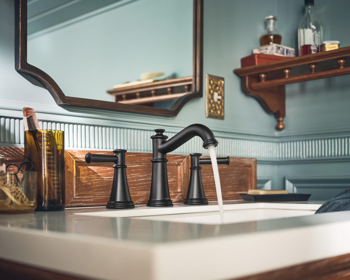 MOEN Belfield T6405BL Widespread Bathroom Faucet in Matte Black (Valve Required)