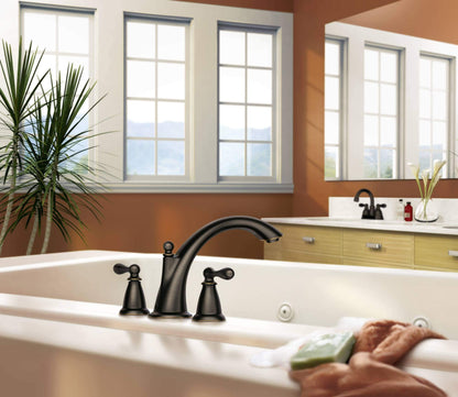 MOEN Caldwell 86440BRB Two Handle Roman Tub Faucet Trim in Mediterranean Bronze (Valve Included)