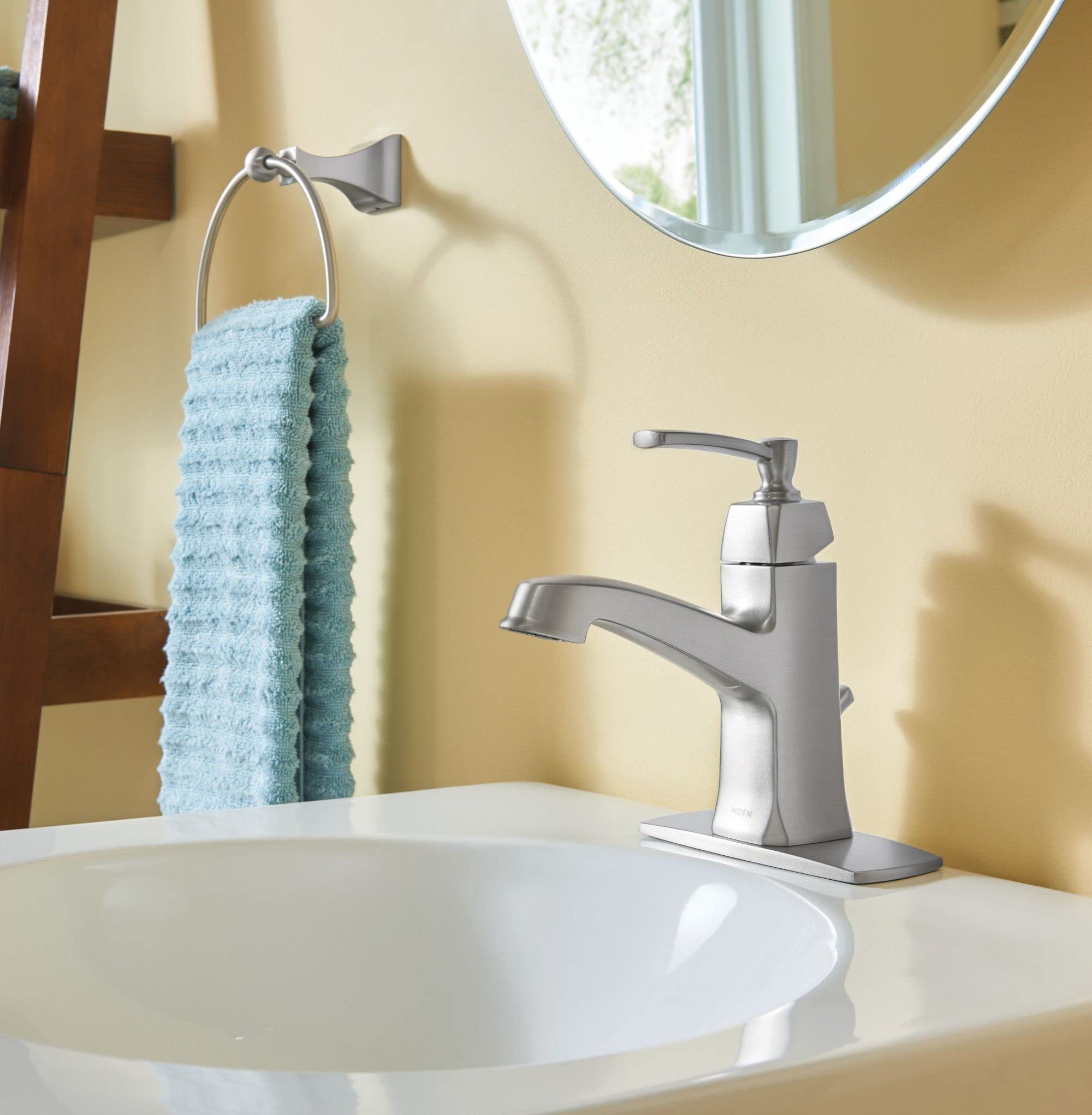 MOEN Conway WS84923SRN One-Handle Single Hole Bathroom Sink Faucet in Spot Resist Brushed Nickel