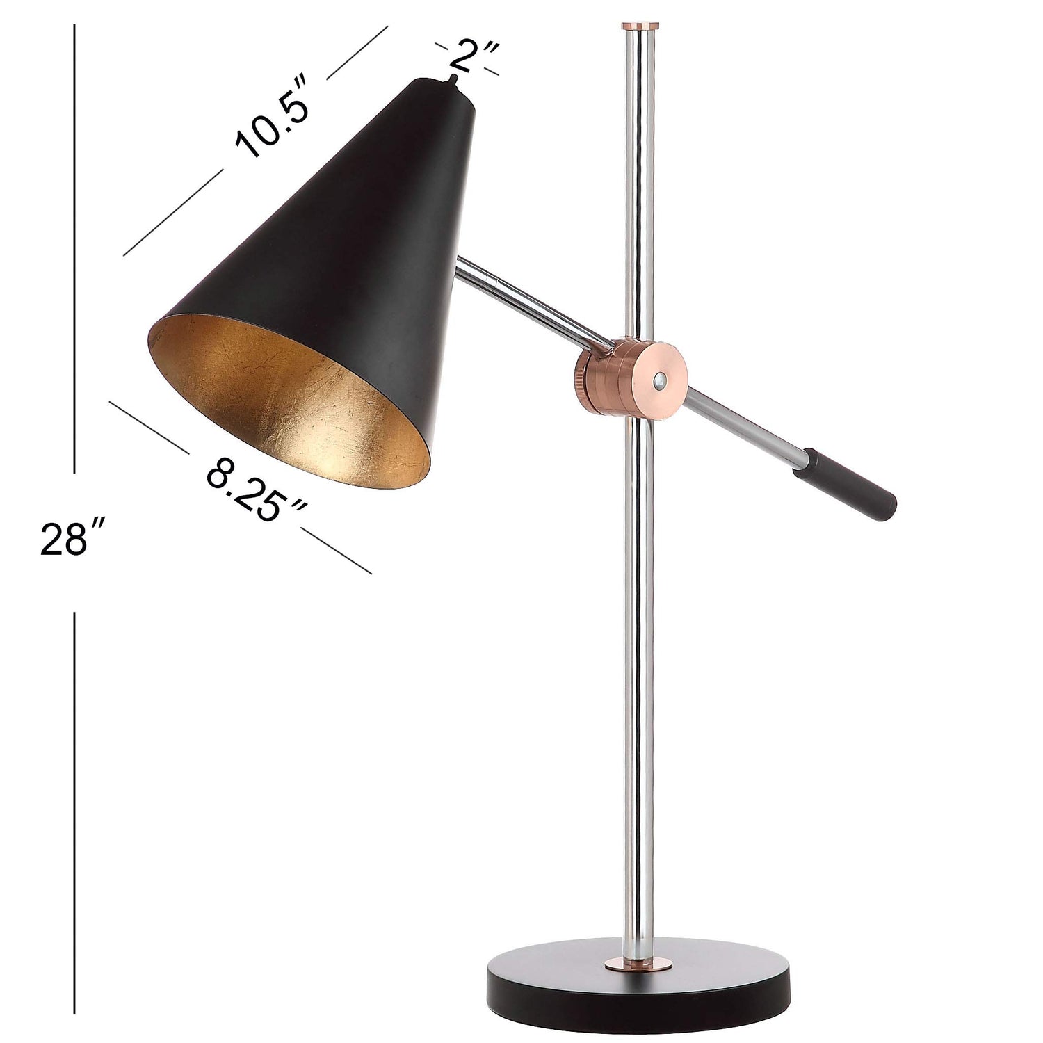 SAFAVIEH Lighting 28-inch Alexus Chrome/ Black Task Table Black 28"x8.5"x28" - Like New