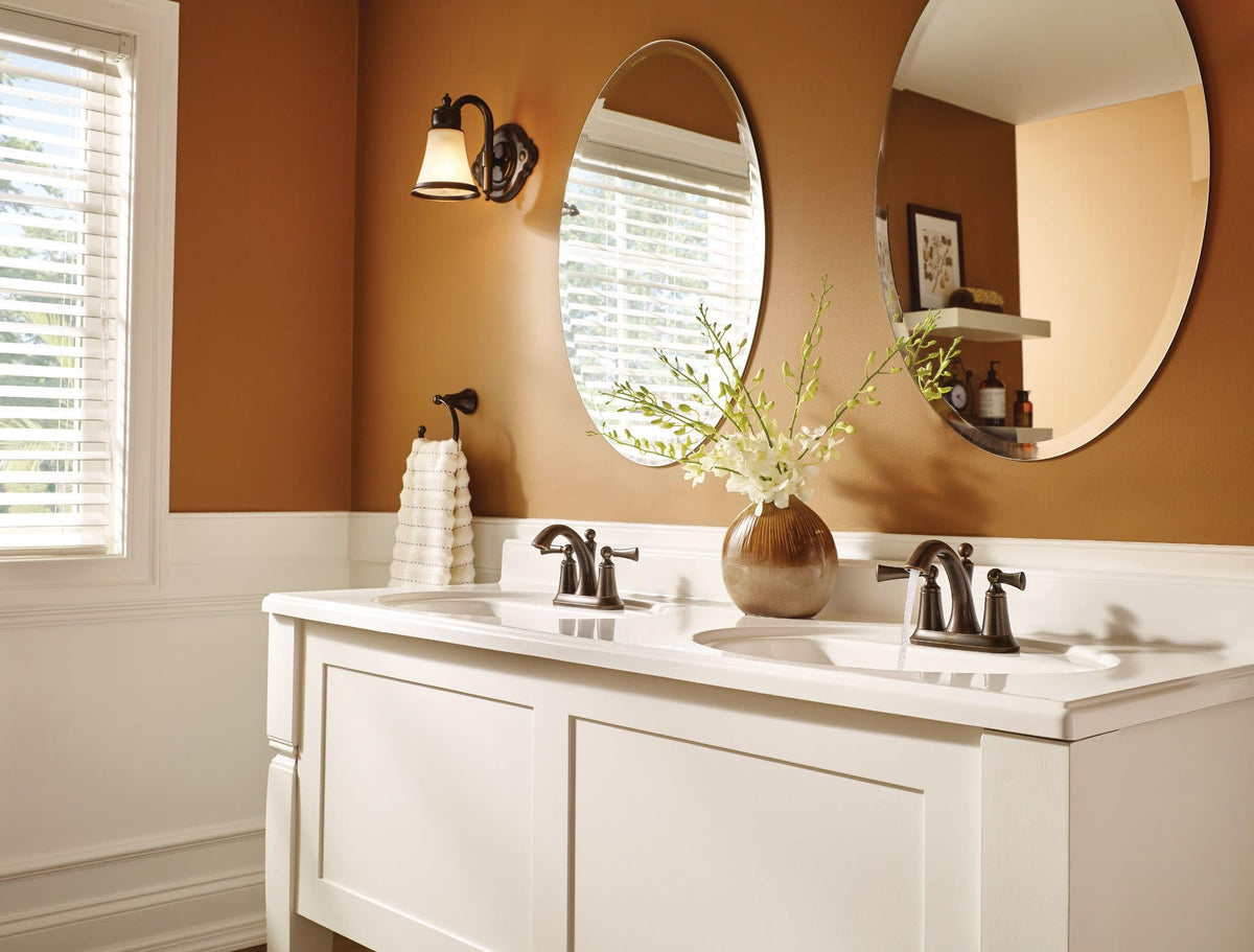 MOEN Wynford 4505ORB Centerset Bathroom Faucet in Bronze, Drain &amp; Valve Included
