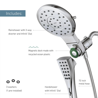 MOEN Verso 220C3EP 8-Spray 7 in. Dual Wall Mount Fixed and Handheld Shower Head 1.75 GPM with Infiniti Dial in Chrome
