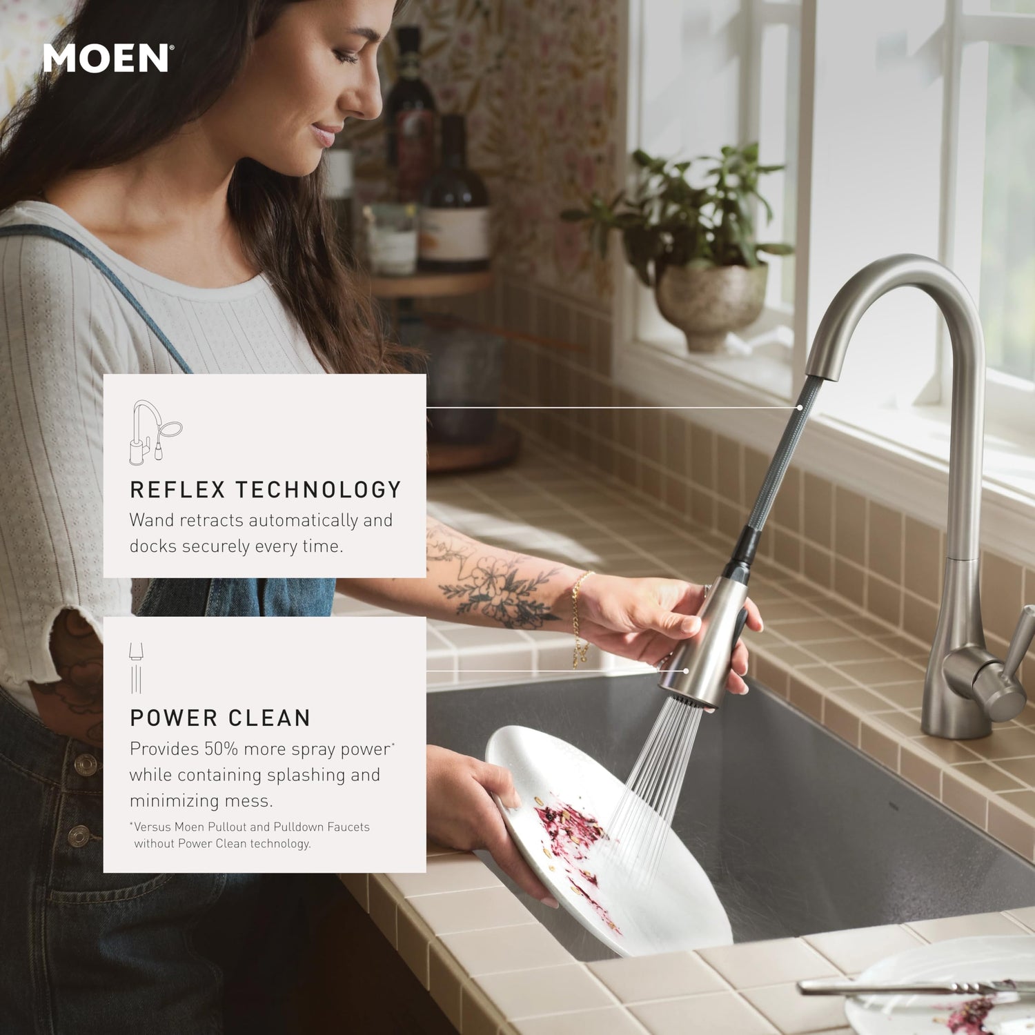 MOEN Sleek 7864EWBG Touchless Single Handle Pull-Down Sprayer Kitchen Faucet with MotionSense Wave in Brushed Gold