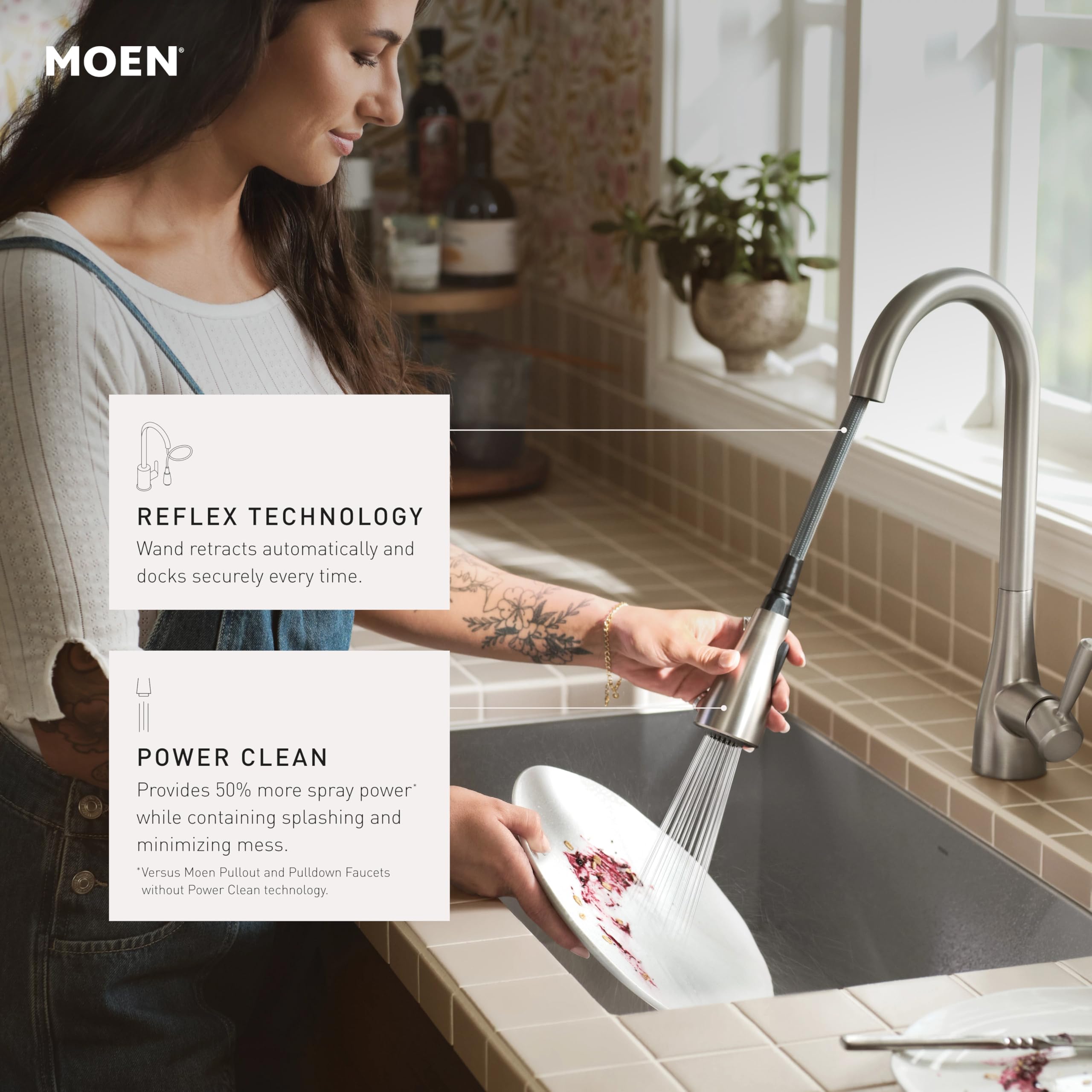MOEN Sleek 7864EWBG Touchless Single Handle Pull-Down Sprayer Kitchen Faucet with MotionSense Wave in Brushed Gold